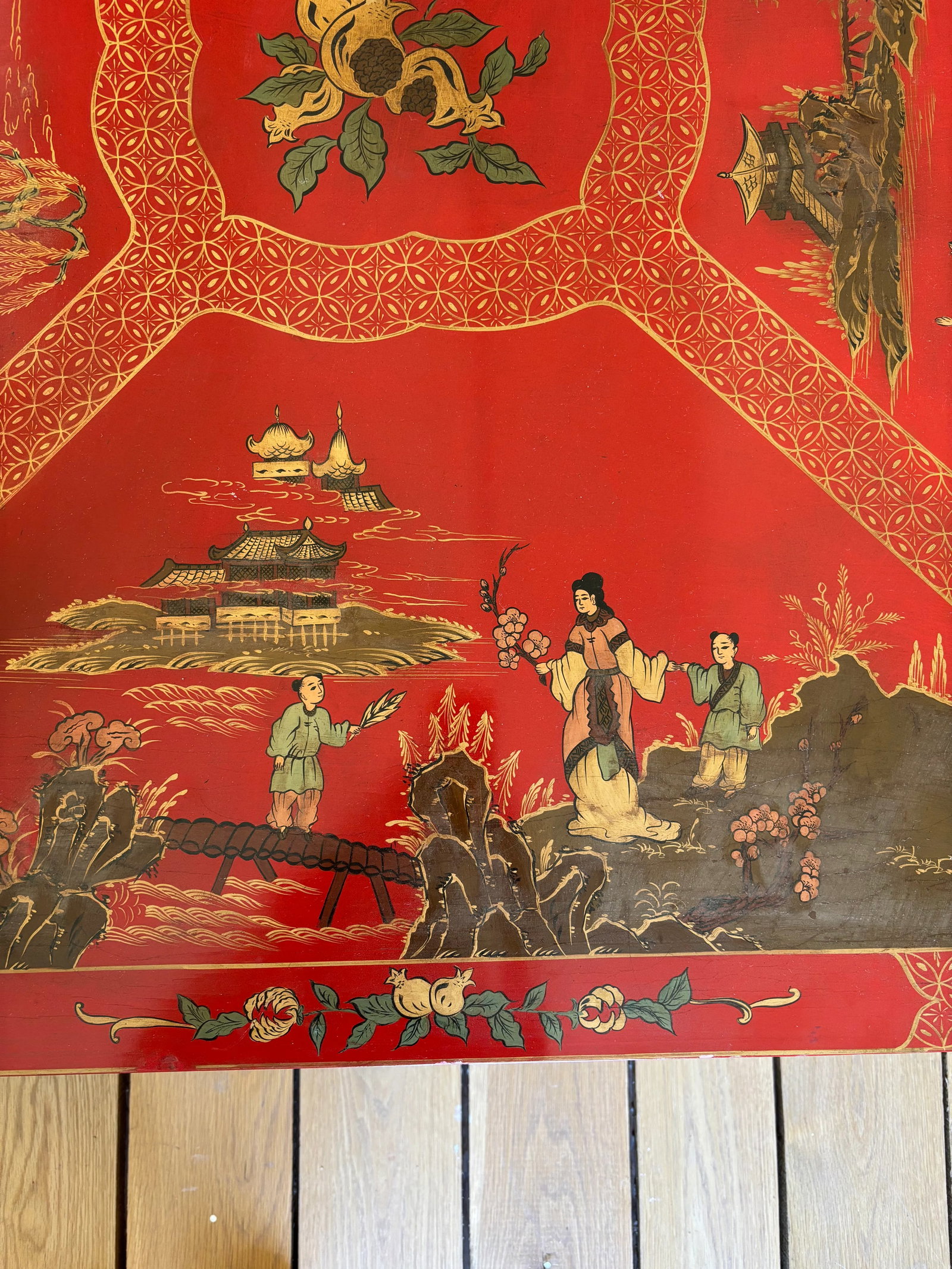 Vintage Chinoiserie Red Coffee Table - 6