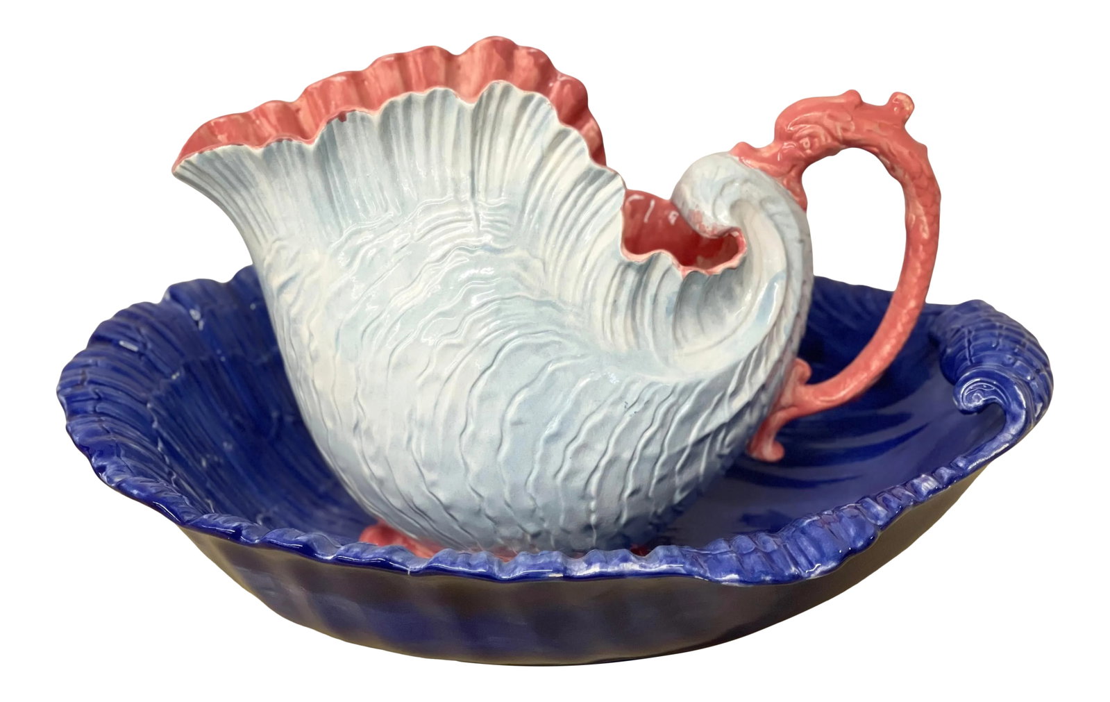 Vintage Victorian Ironstone Seashell Wash Basin & Pitcher - 2 Pieces (1 of 13)
