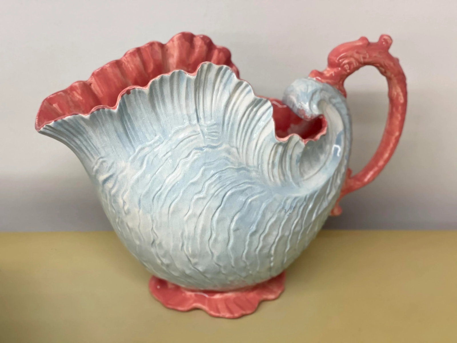 Vintage Victorian Ironstone Seashell Wash Basin & Pitcher - 2 Pieces - 9