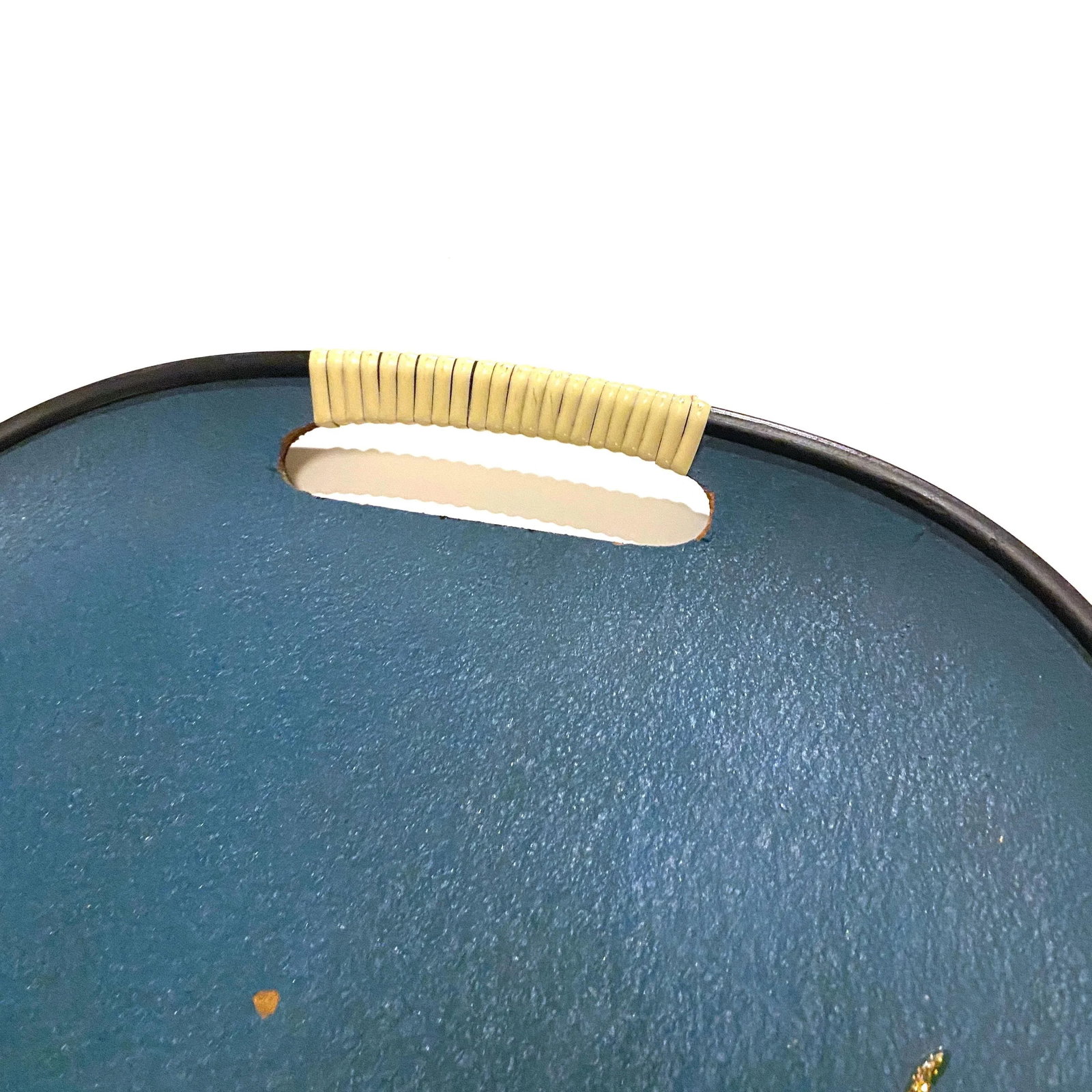 Vintage Mid-Century Turquoise Fiberboard Large Oval Serving Tray - 5
