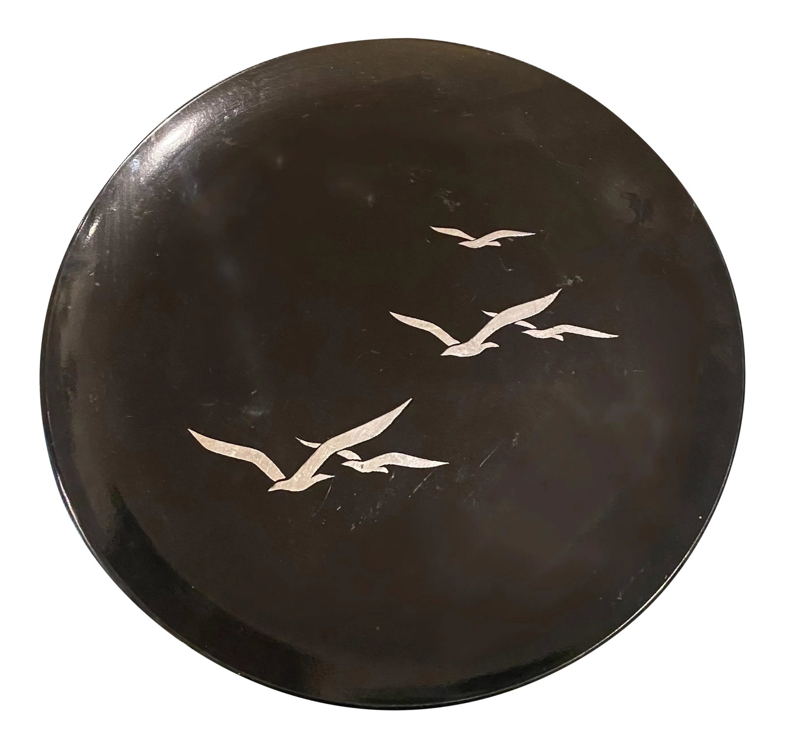 Mid-Century Birds in Flight Black Lacquered Serving Tray (1 of 5)