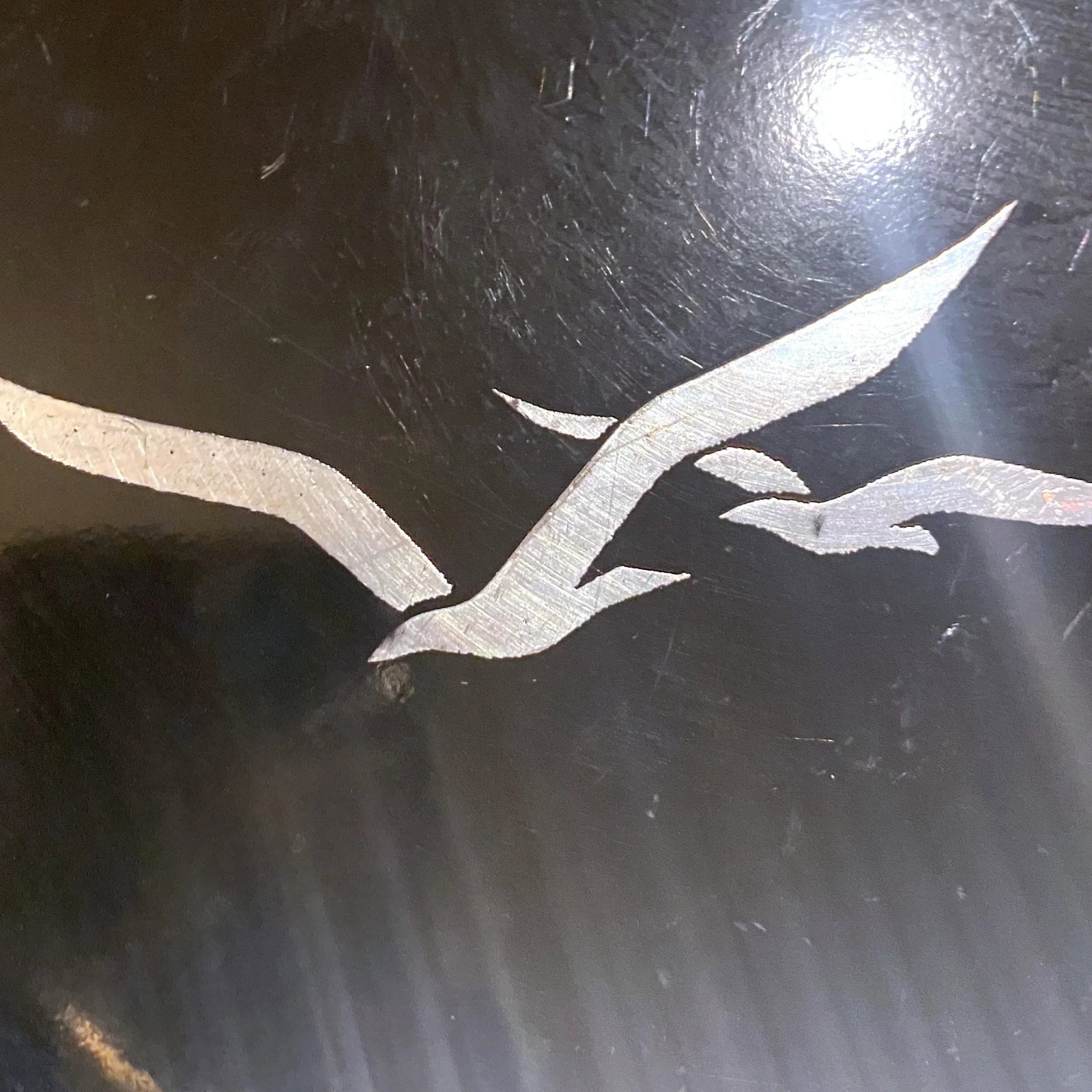 Mid-Century Birds in Flight Black Lacquered Serving Tray - 2