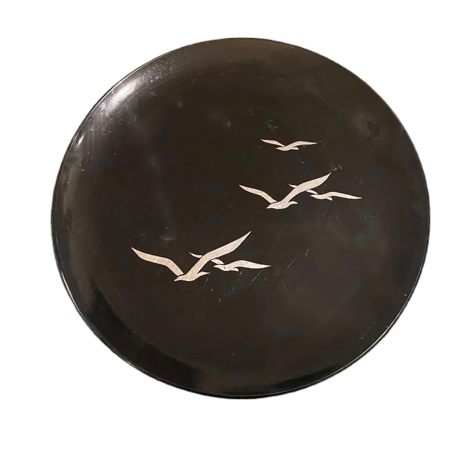 Mid-Century Birds in Flight Black Lacquered Serving Tray - 5