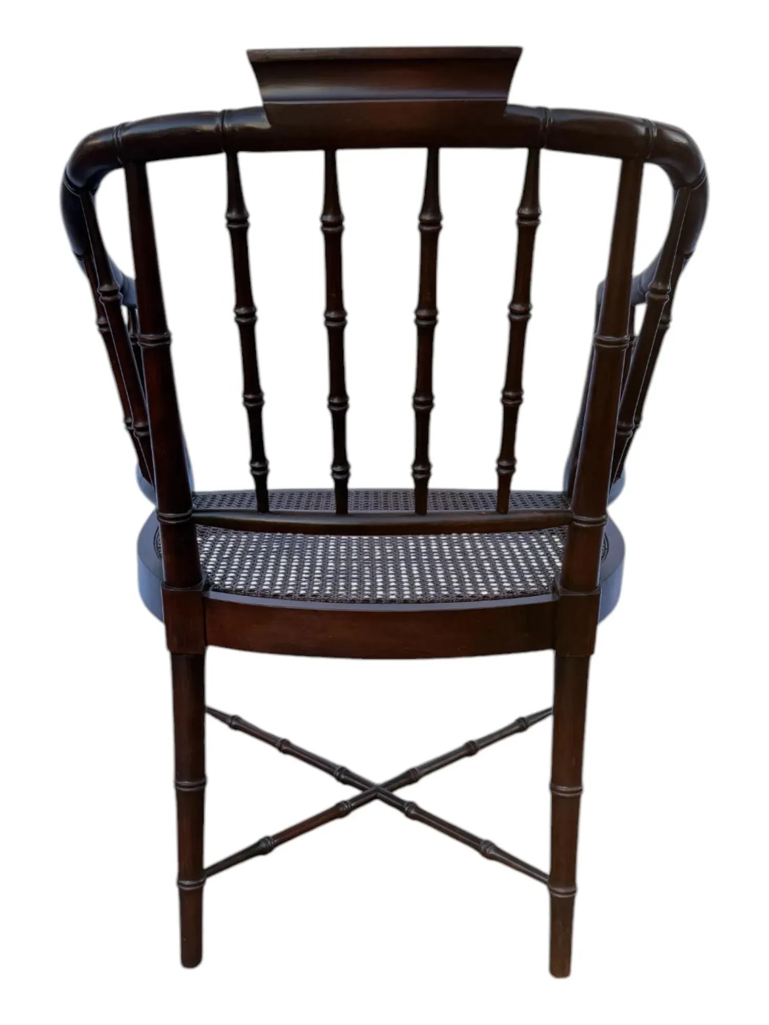 Mid 20th Century Vintage Century Furniture Faux Bamboo Caned Seat Regency Style Tub Chair - 4