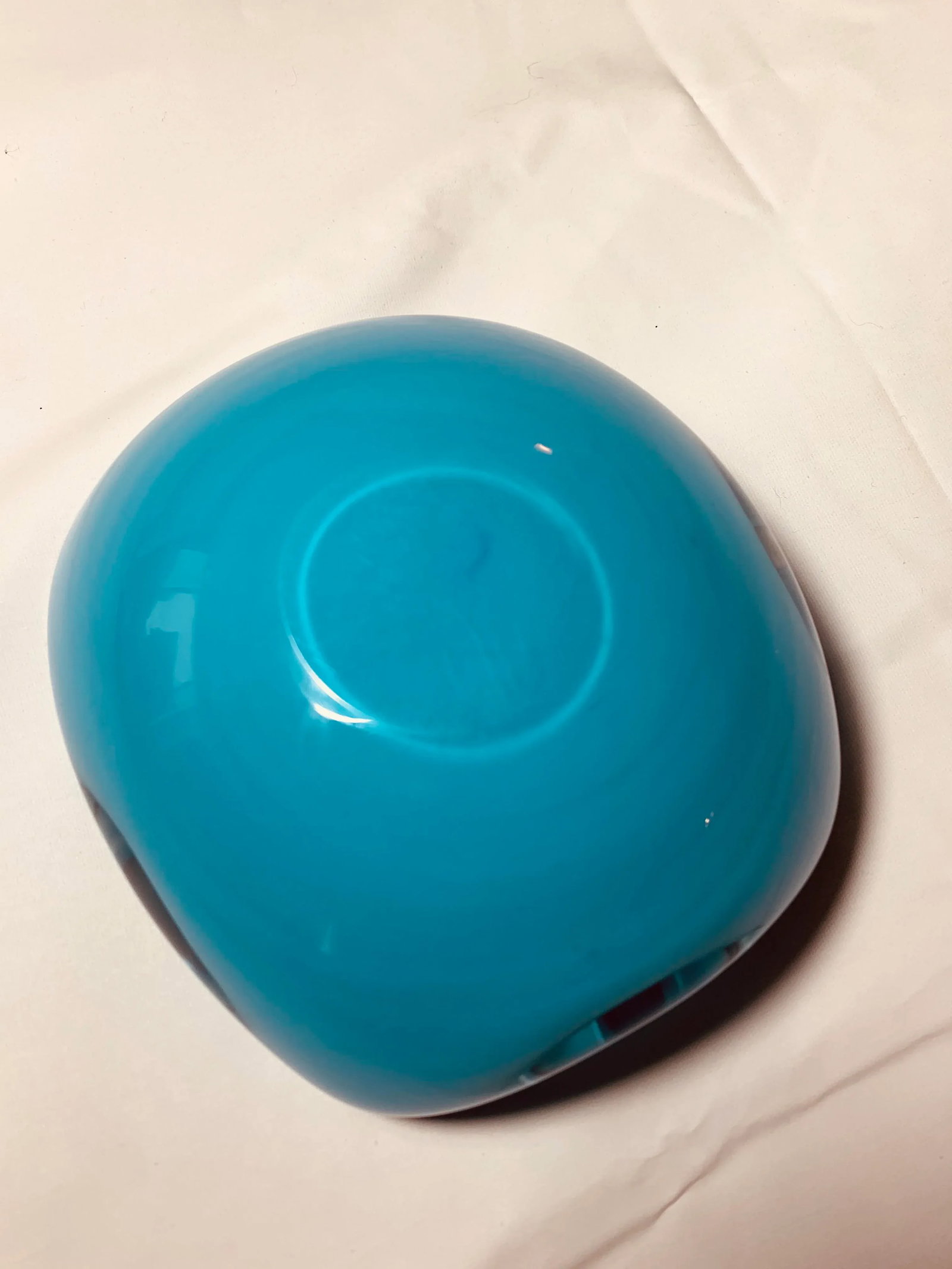 1950s Vintage Alfredo Barbini Murano Bullicante Turquoise Blue and Gold Fleck Cased Art Glass Bowl - 12