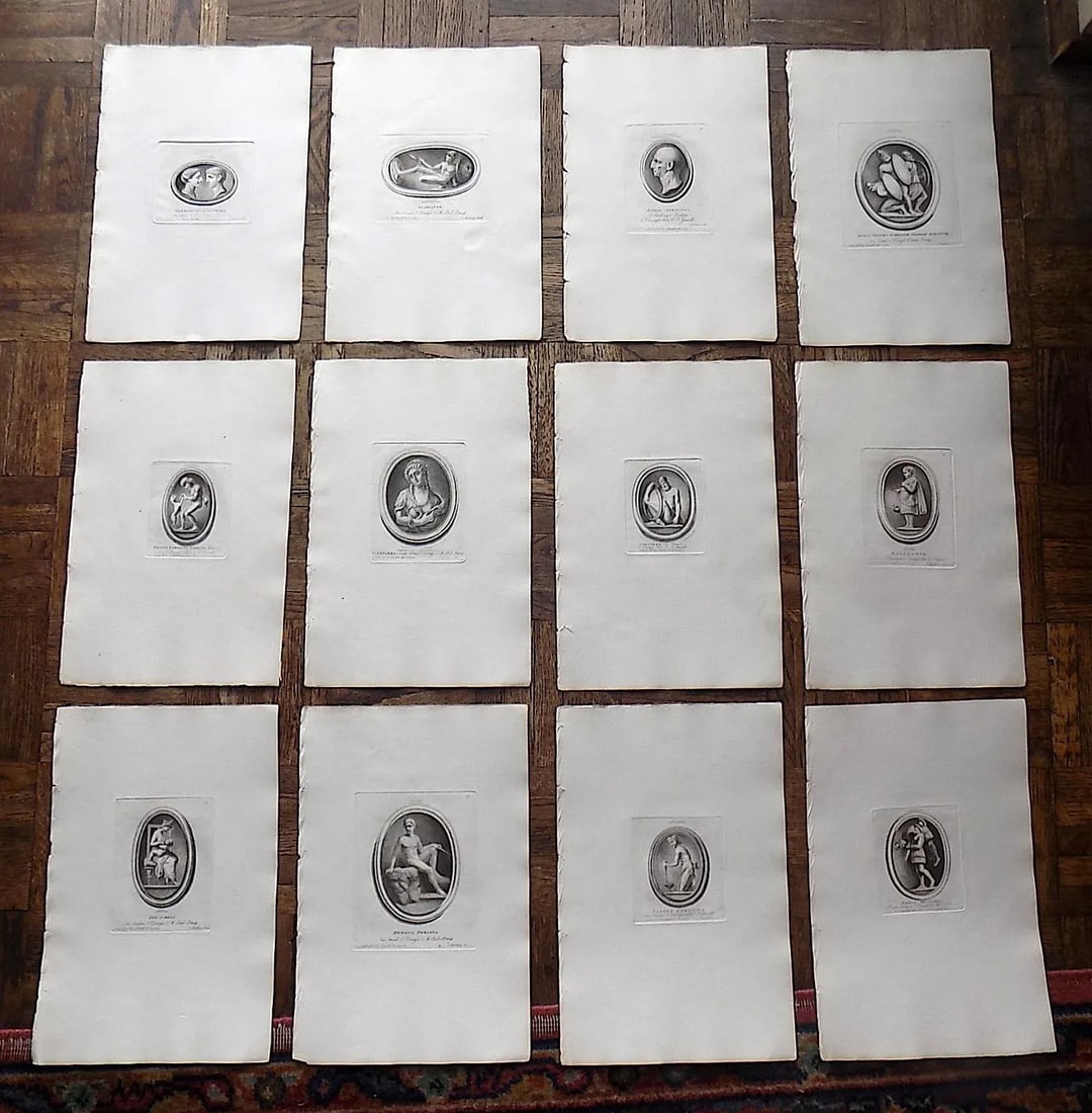 Authentic Antique 18th C. Mythical Figure Quarto Size Copperplate Engravings - Set of 12 - 9