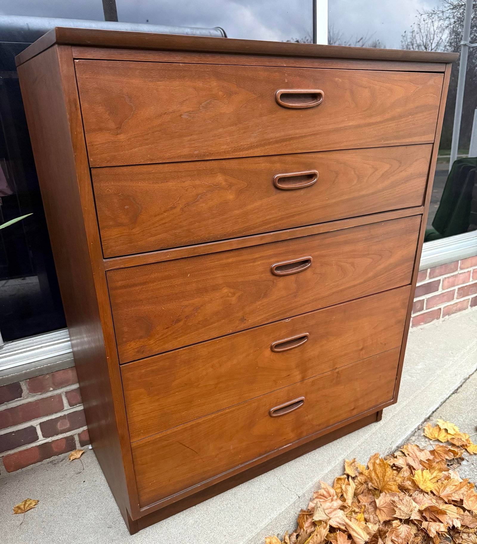 1970s Lane Furniture Classic Walnut 4 Drawer Tall Boy Dresser - 2