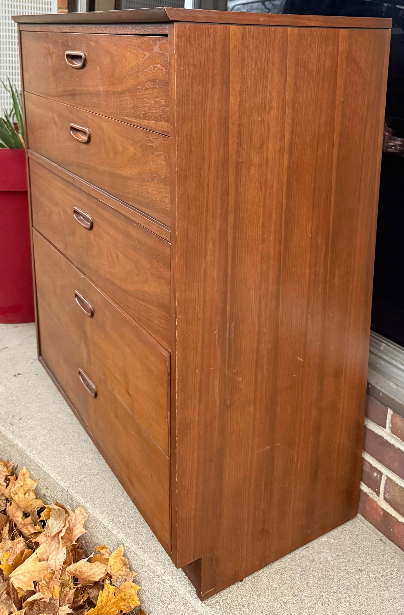1970s Lane Furniture Classic Walnut 4 Drawer Tall Boy Dresser - 3