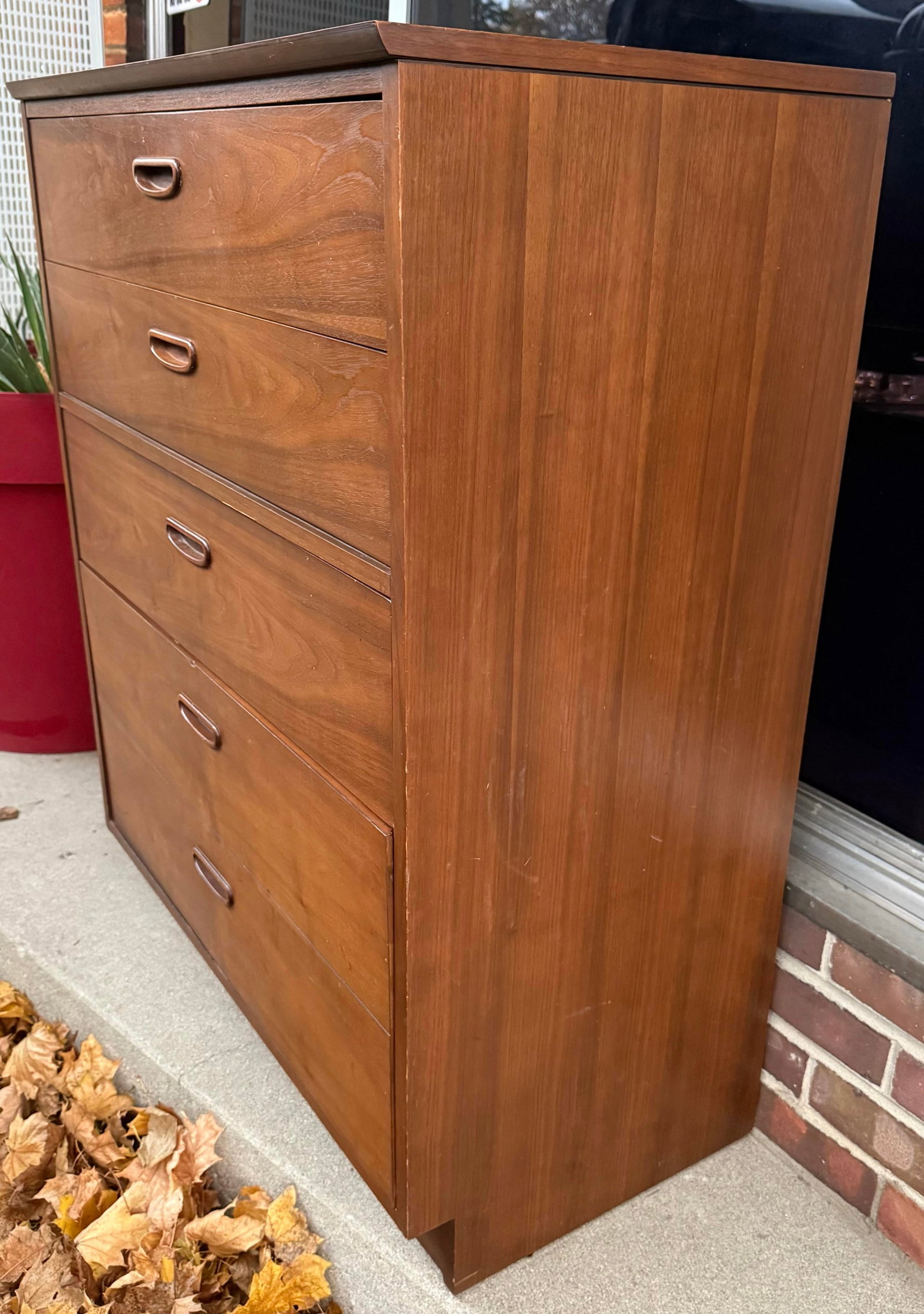 1970s Lane Furniture Classic Walnut 4 Drawer Tall Boy Dresser - 4