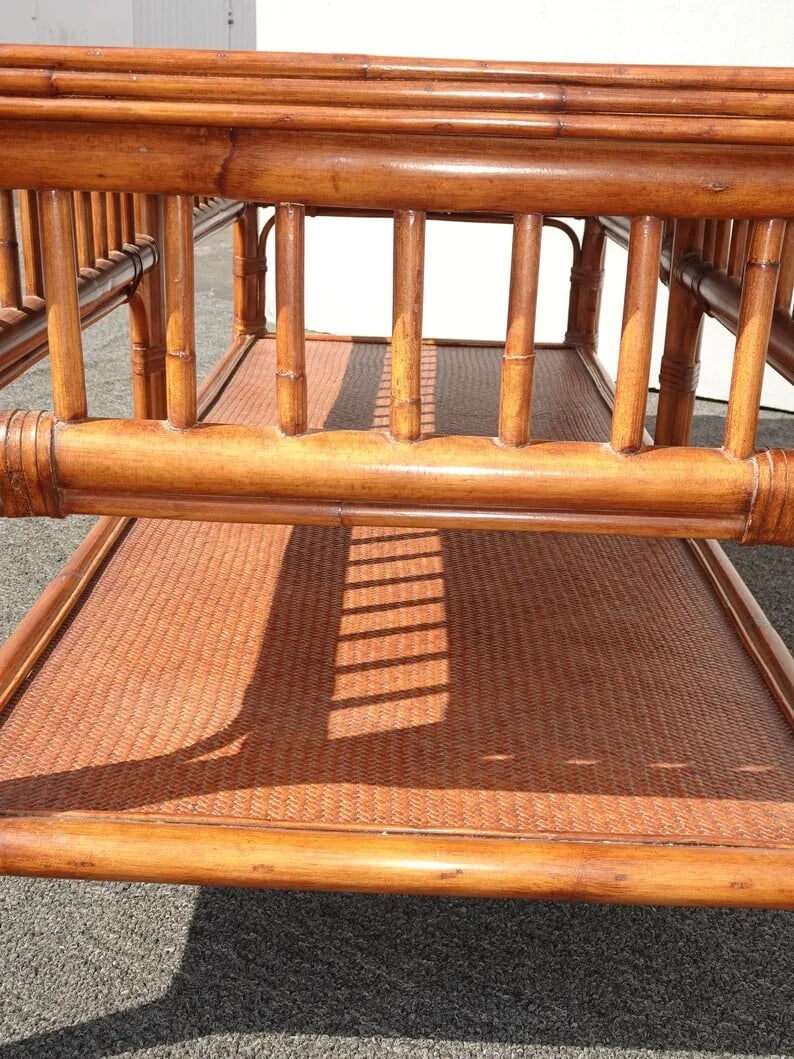 1990s Ethan Allen Vintage Rattan Bamboo Coffee Table - 4