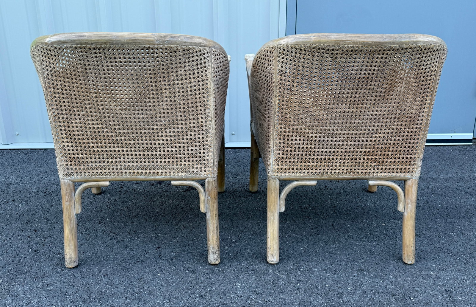 Pair of McGuire Cane & Rattan Chairs With Side Table, Late 20th Century - 5