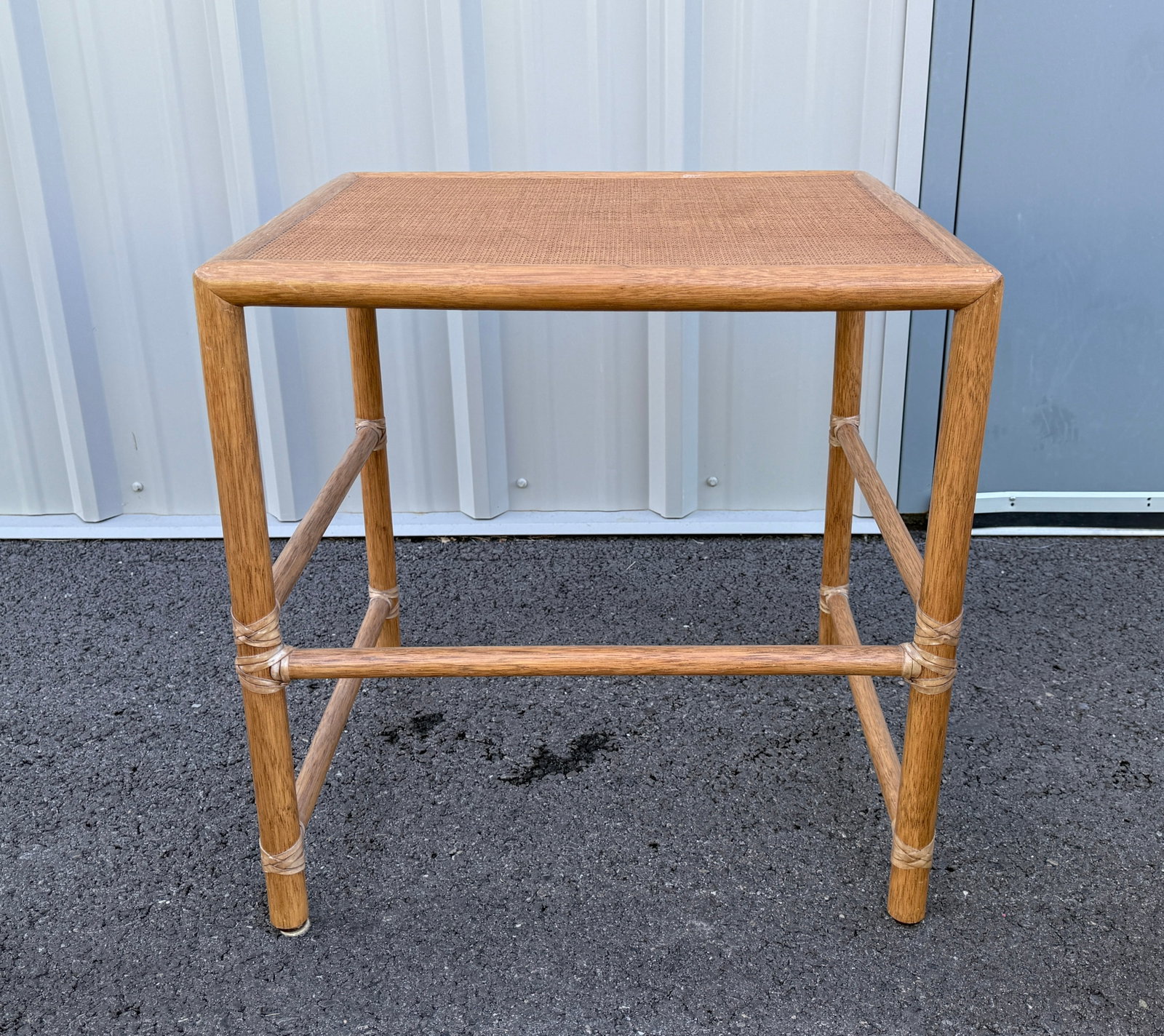 Pair of McGuire Cane & Rattan Chairs With Side Table, Late 20th Century - 6