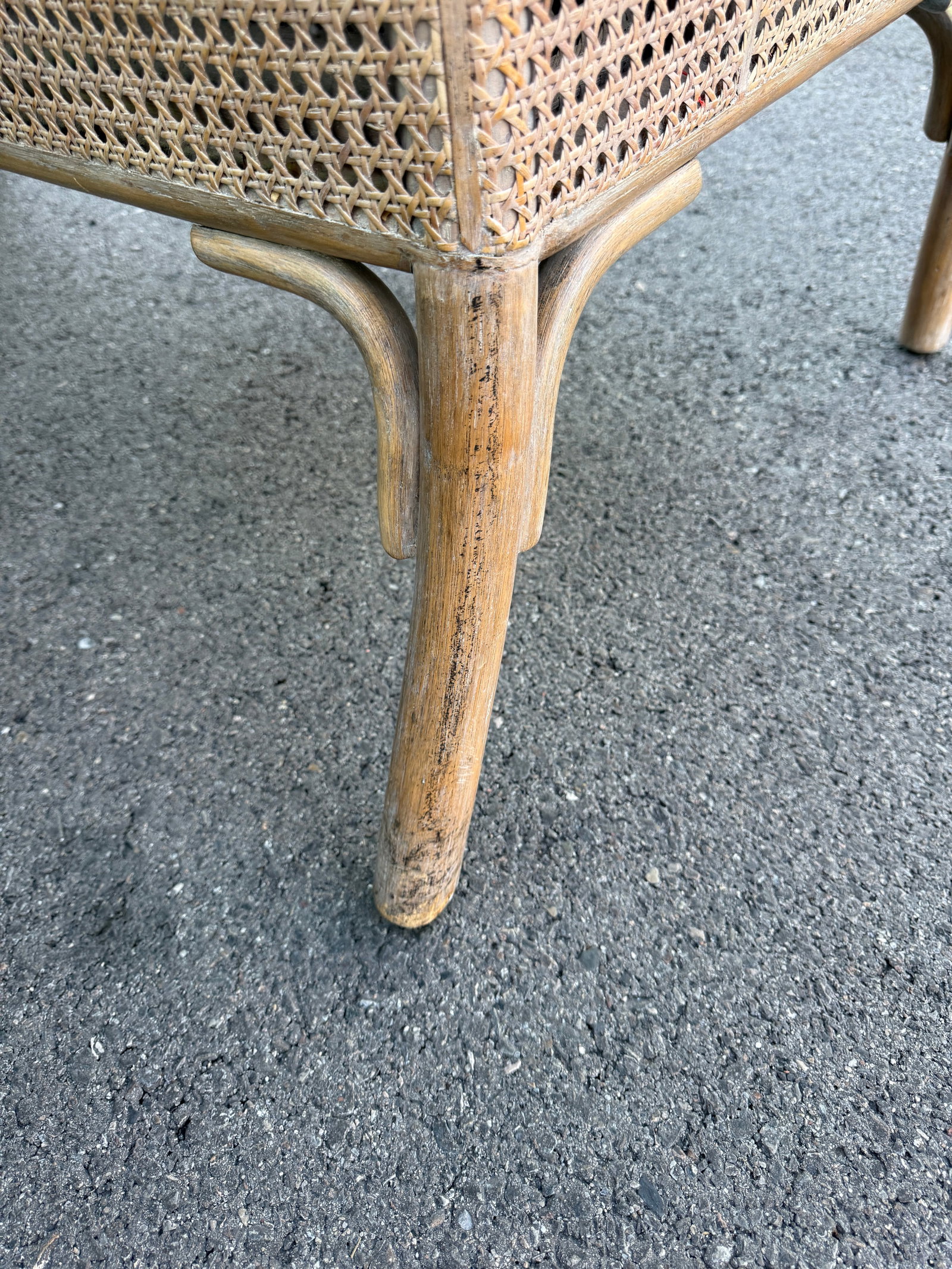 Pair of McGuire Cane & Rattan Chairs With Side Table, Late 20th Century - 8