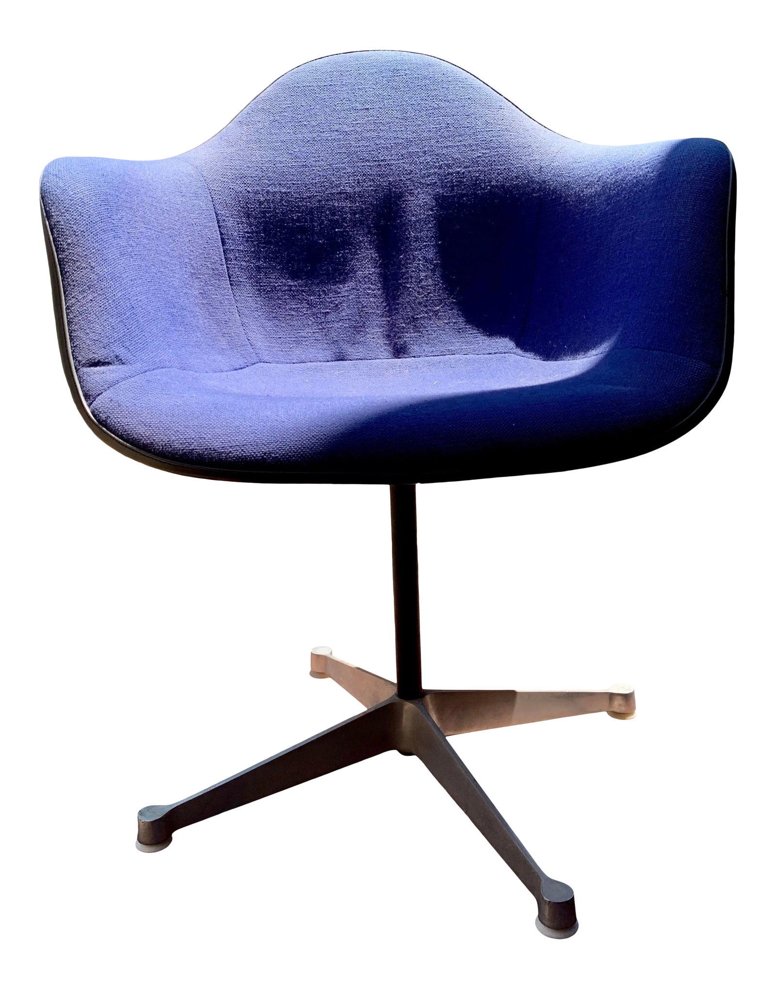 1970s Eames for Herman Miller Fiberglass Shell Chair: Vintage Eames for Herman Miller upholstered fiberglass shell chair by Summit. Likely created in the 1970s based on the branding of the logo in conjunction with the "S" Summit marking. Wear consistent 