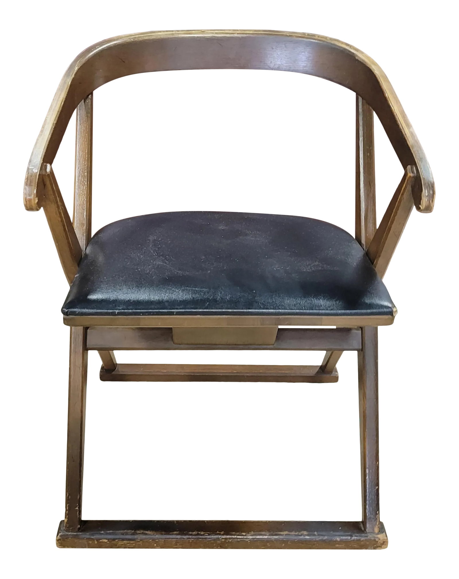 Mid Century Modern Side Chair by Drexel: Great wood side chair with leather seat made by Drexel Enterprises in North Carolina. Condition: Alterations: Original Condition Unaltered Imperfections: Some Imperfections Condition Notes: Good condi