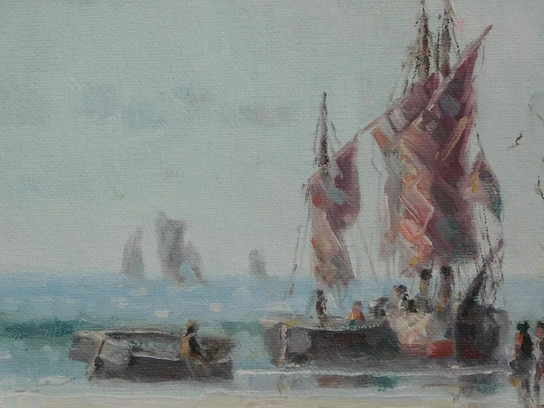 1970s English Beach Scene Oil Paintings by Laszlo Ritter, Framed - Set of 3 - 3