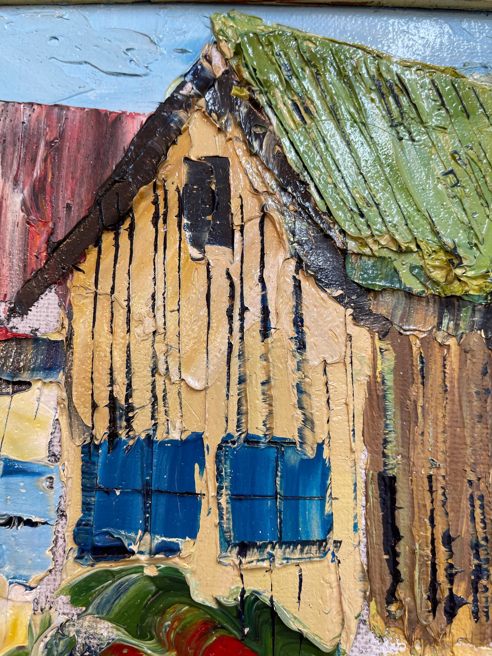 Vintage Colorful Private Beach House Painting - 10