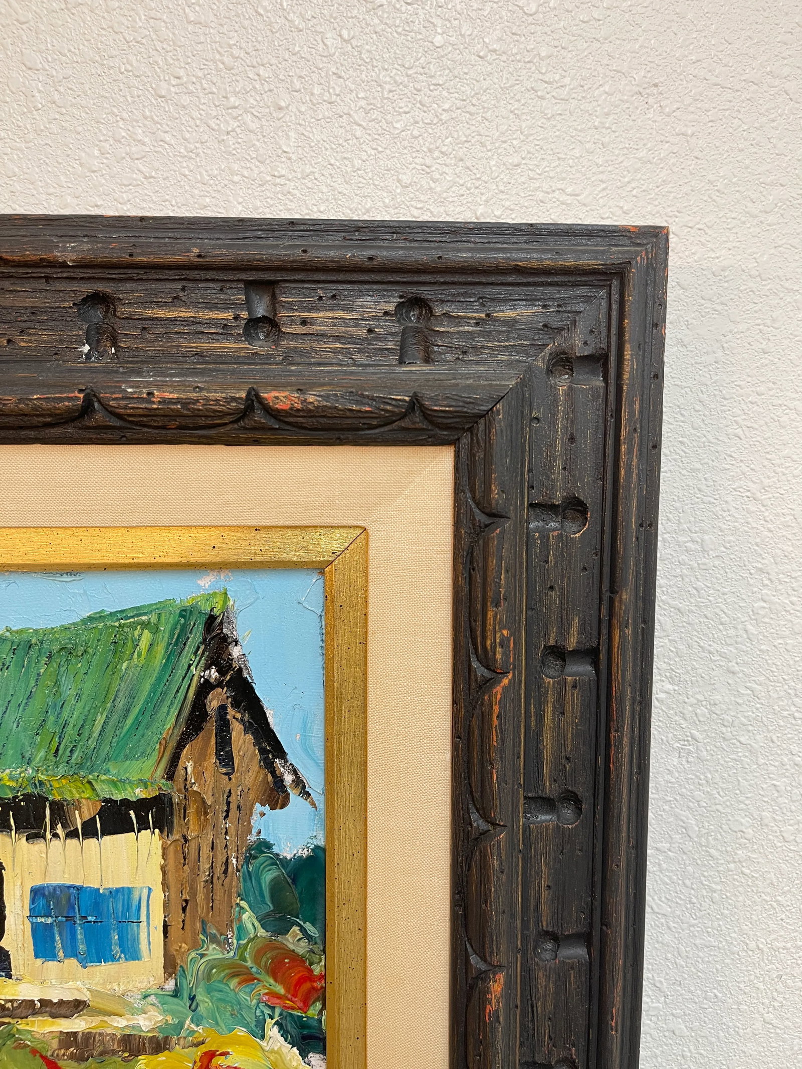 Vintage Colorful Private Beach House Painting - 6