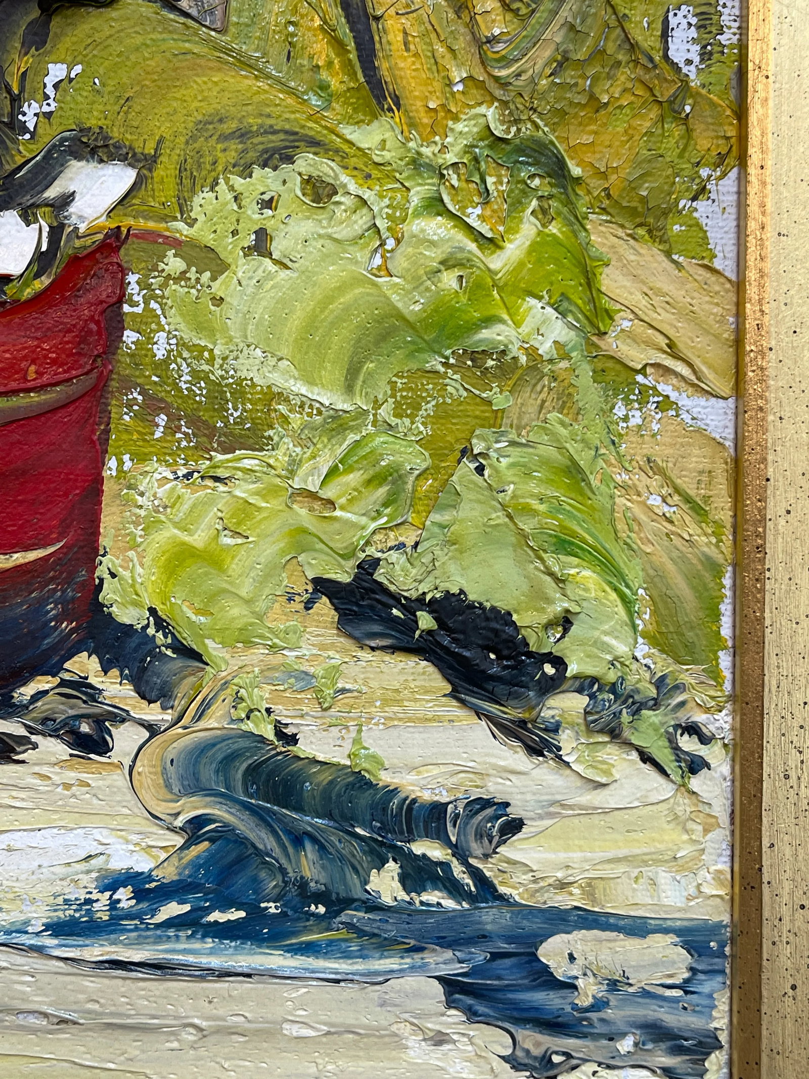 Vintage Colorful Private Beach House Painting - 7
