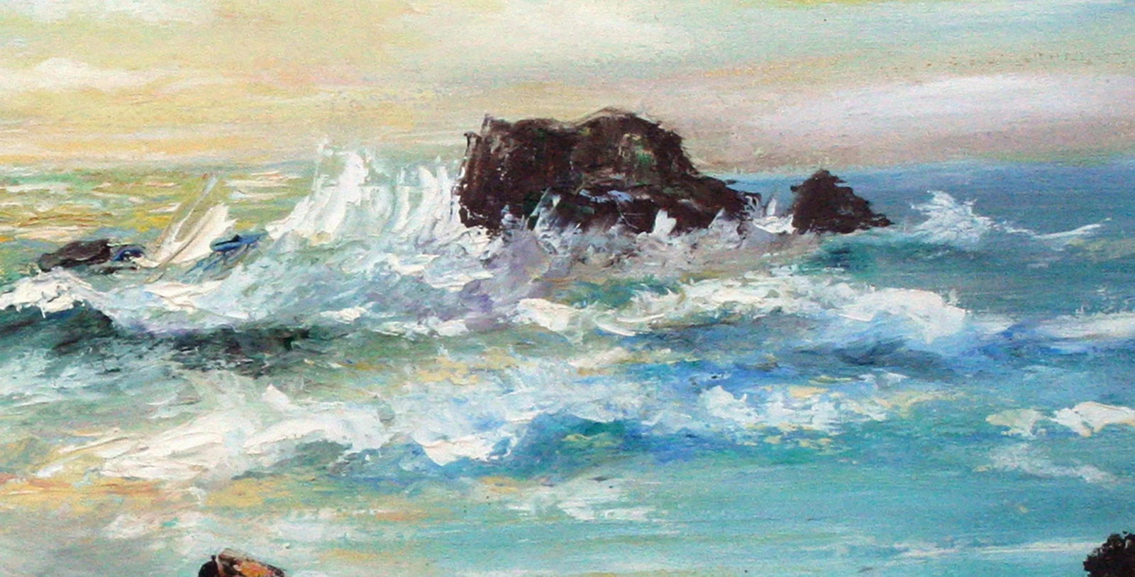 Mid 20th Century "Big Sur" Rocky Seascape Oil Painting by Willard Little - 3