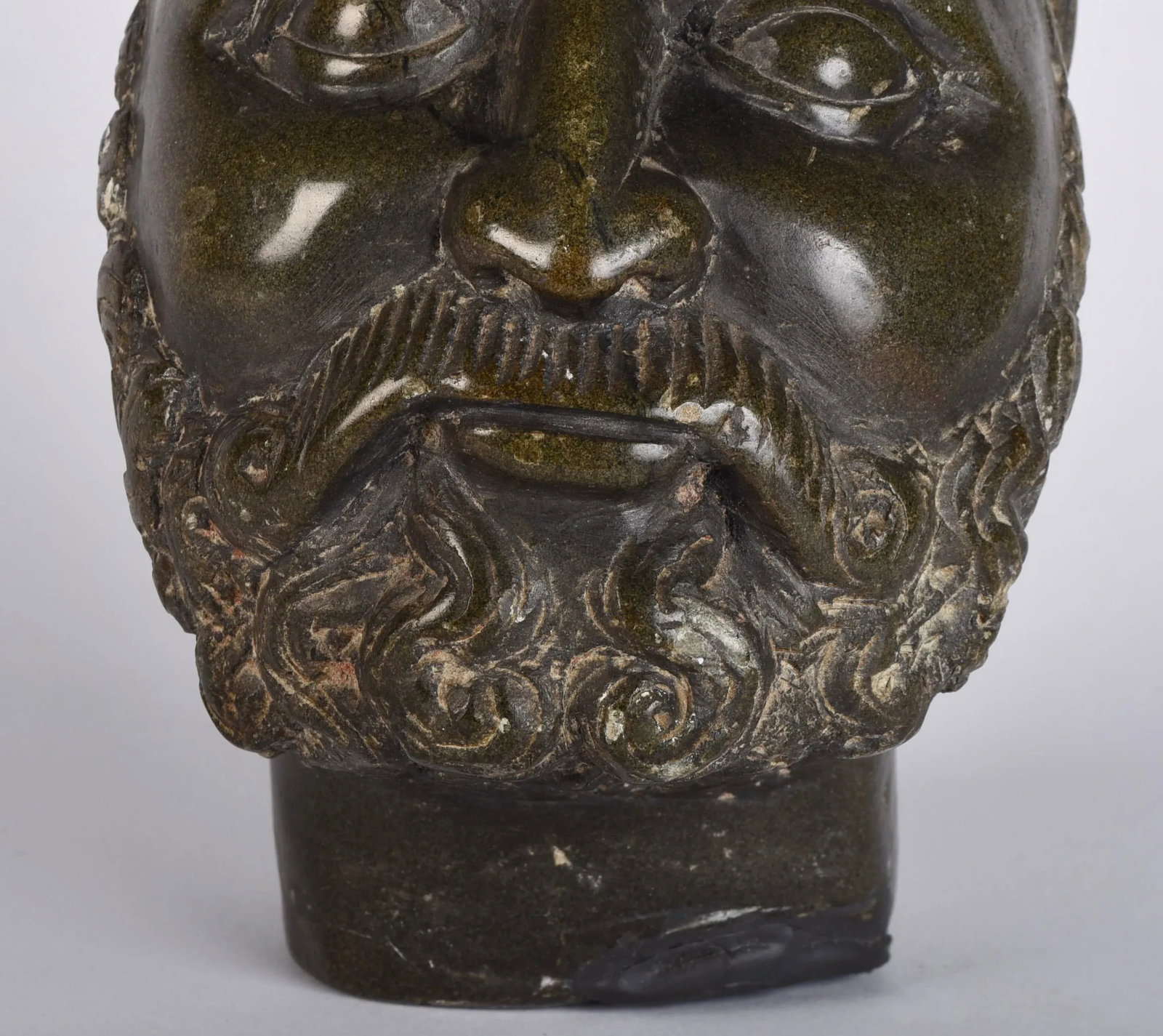 Carved Stone Vintage Classical Greek Head Sculpture - 3