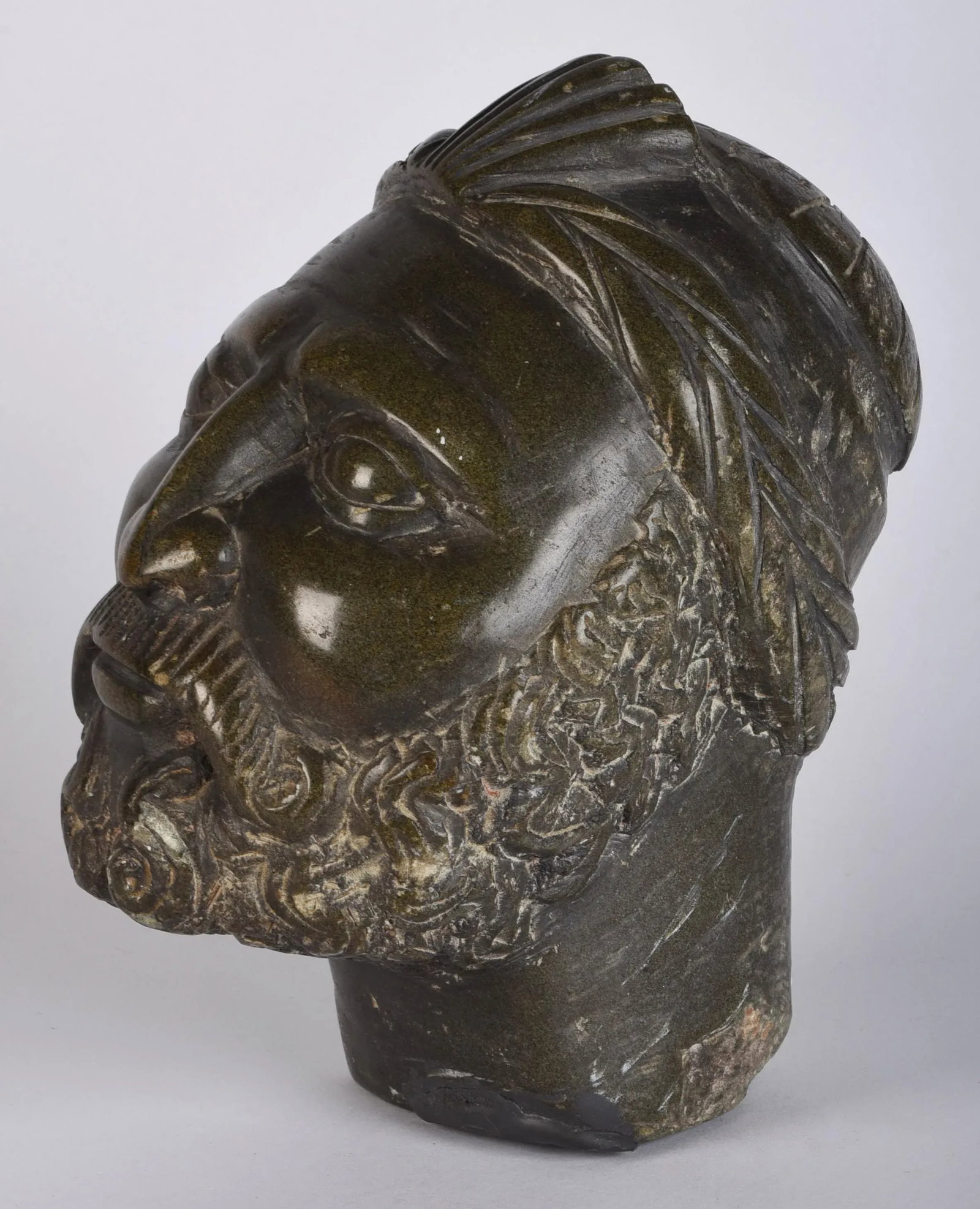 Carved Stone Vintage Classical Greek Head Sculpture - 4