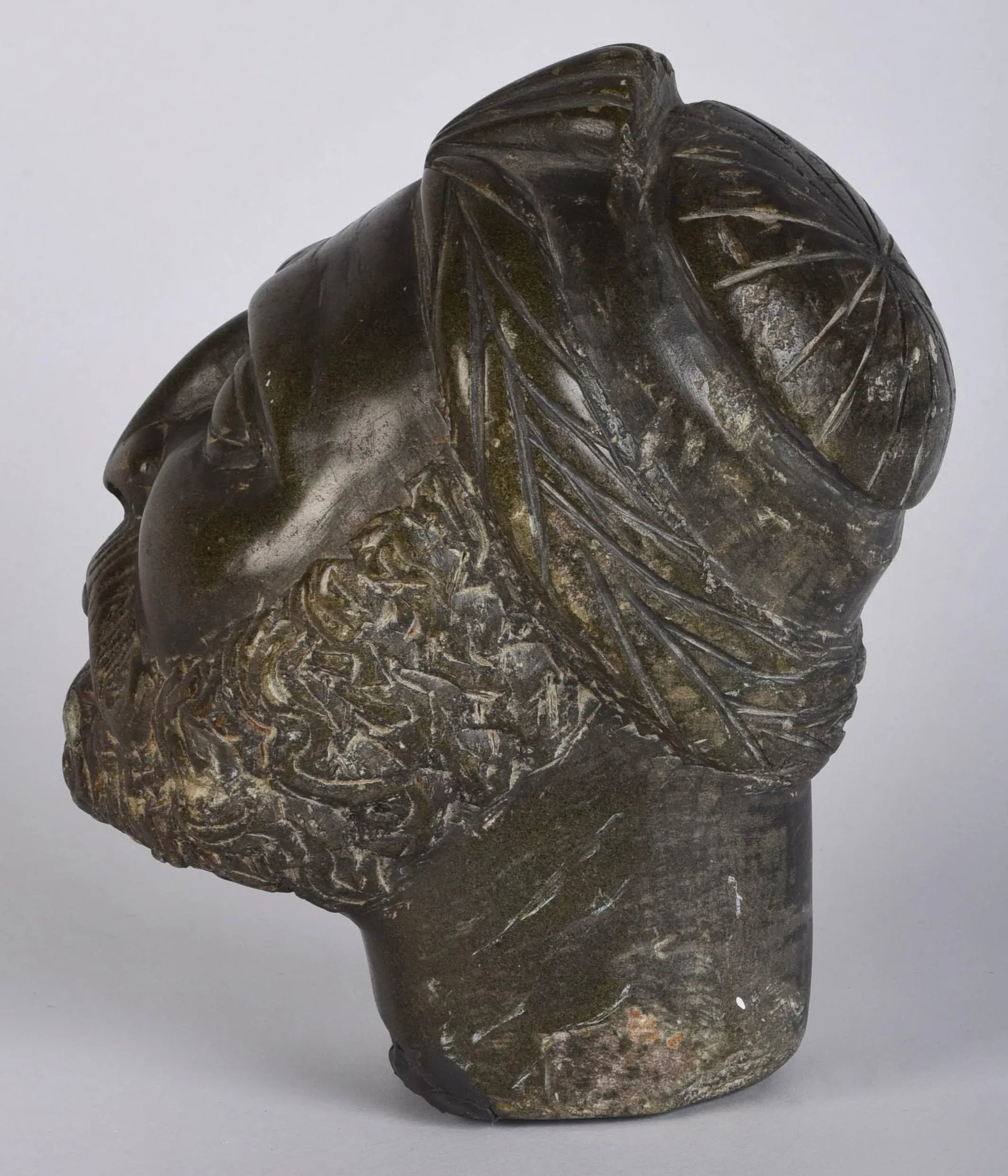 Carved Stone Vintage Classical Greek Head Sculpture - 5