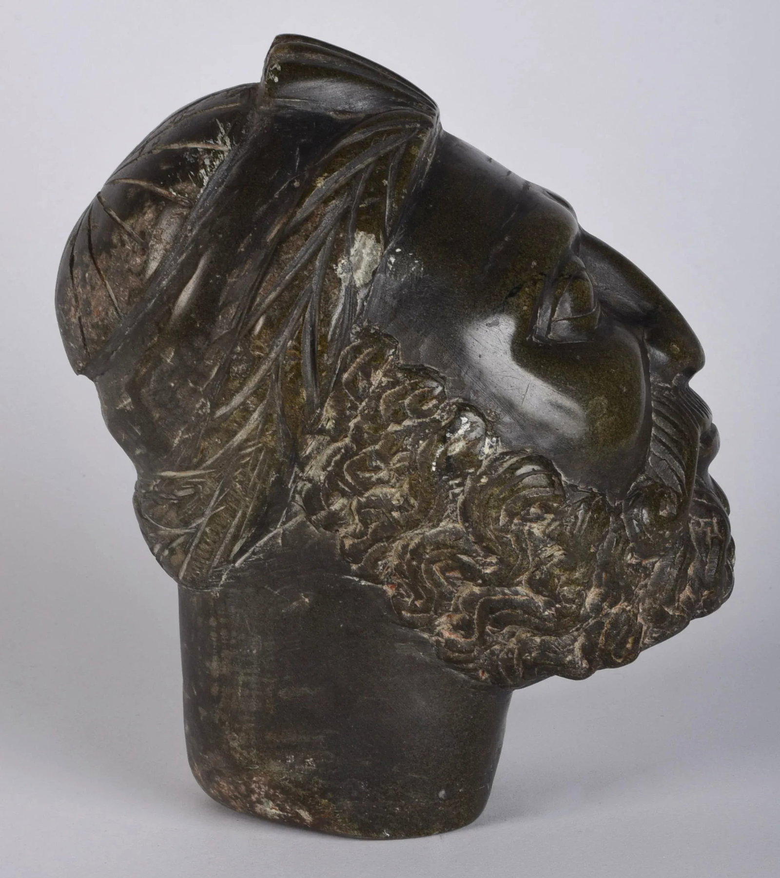Carved Stone Vintage Classical Greek Head Sculpture - 8