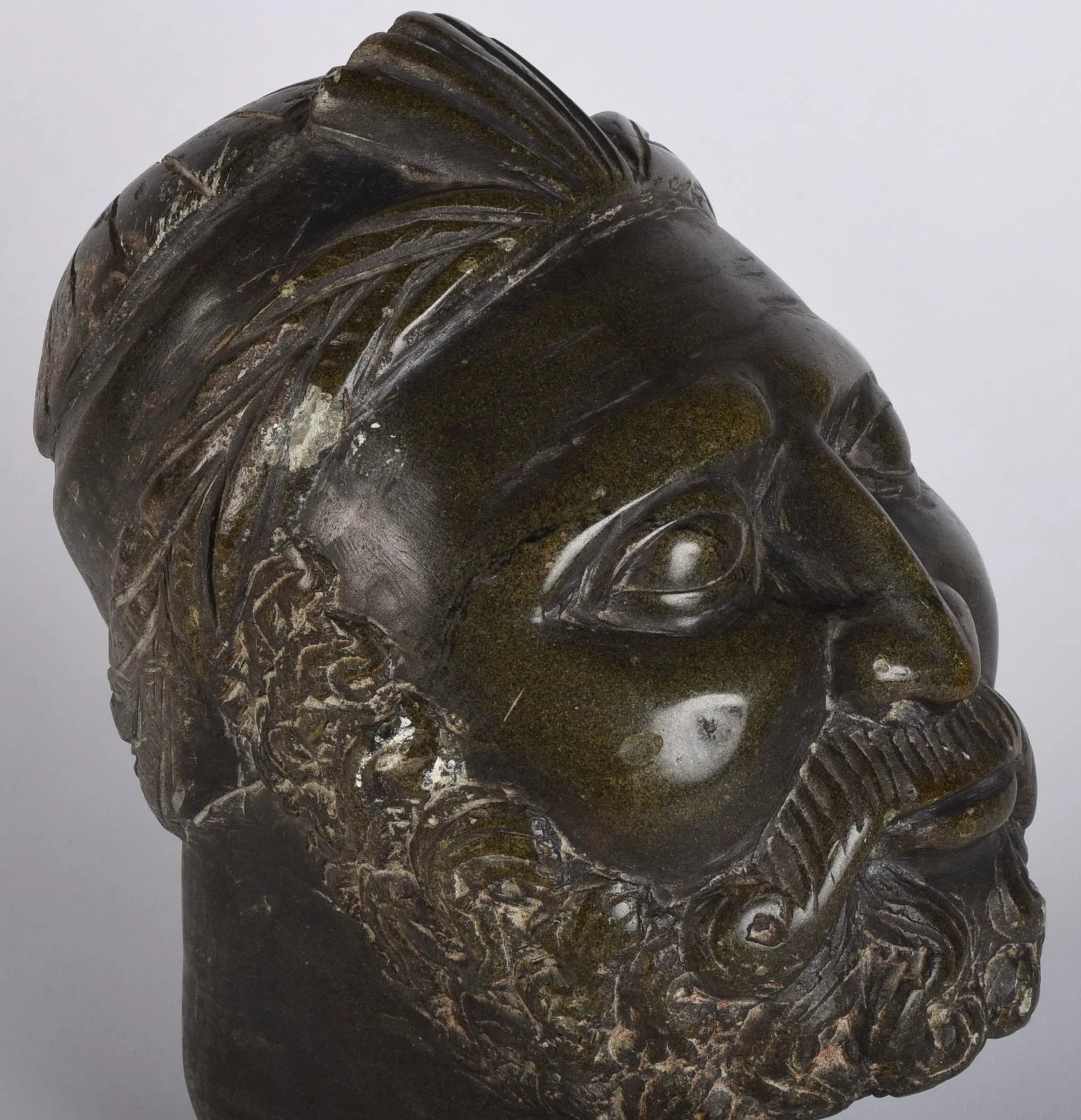 Carved Stone Vintage Classical Greek Head Sculpture - 9