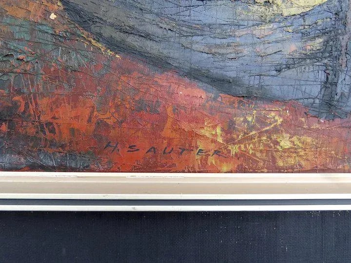 Mid 20th Century "Boats" Nautical Oil Painting, Framed - 10