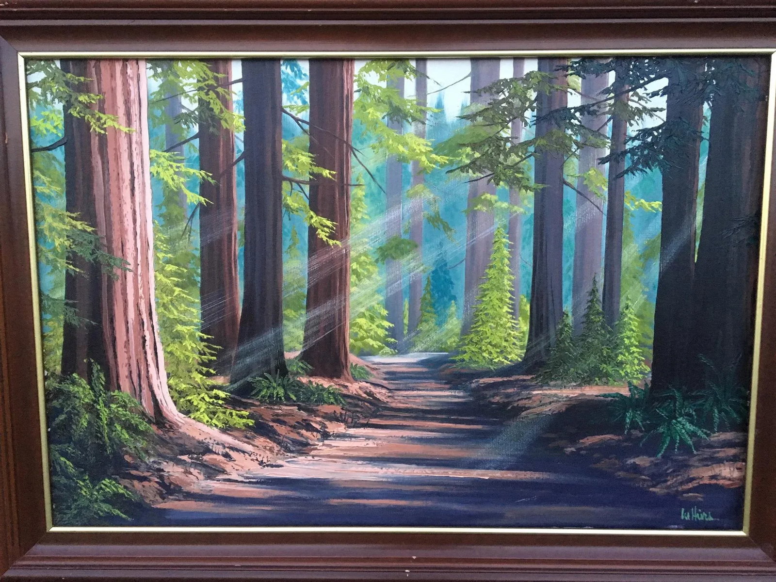 Late 20th Century Forest Landscape Acrylic Painting, Framed - 2