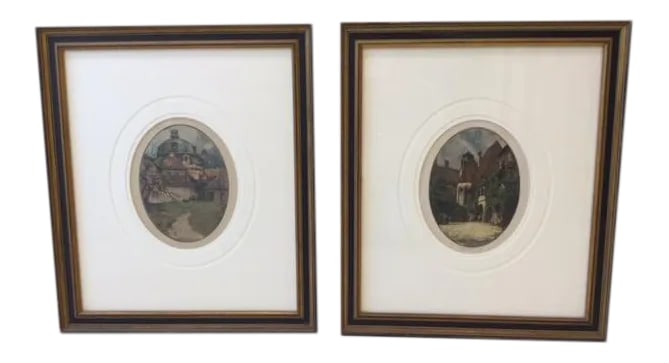 Pair of Custom Framed & Matted Colored Etchings by Luigi Kasimir (1 of 7)