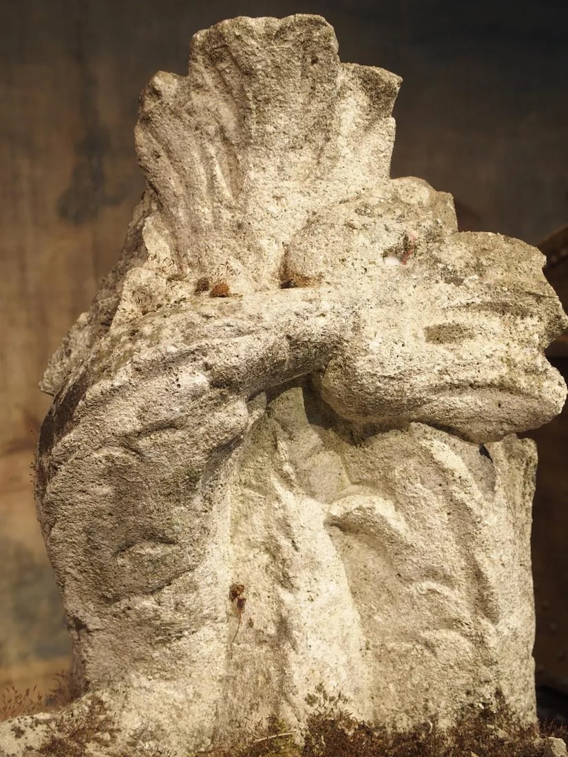 Antique French Stone Fountain Piece With Triple Dolphin Spouts, Circa 1900 - 10