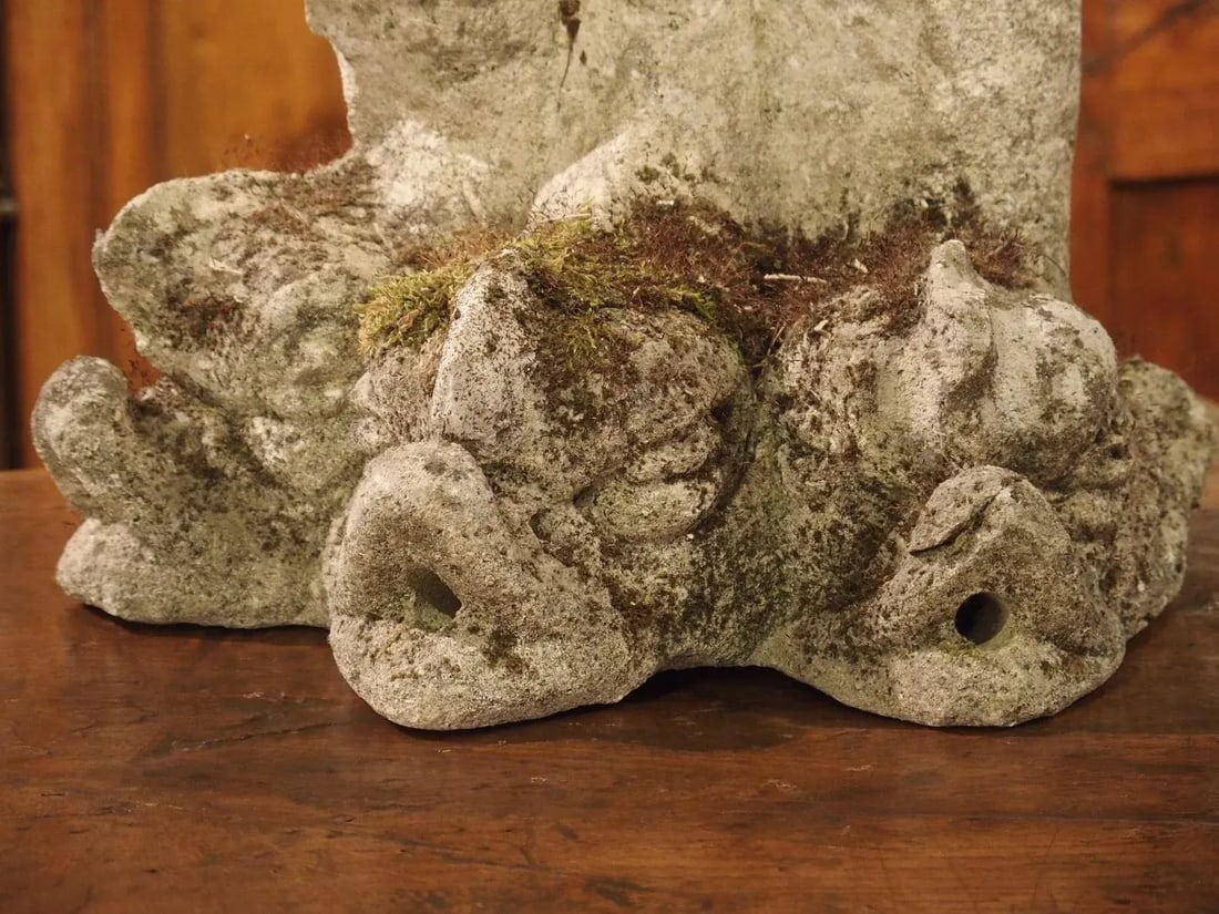 Antique French Stone Fountain Piece With Triple Dolphin Spouts, Circa 1900 - 4