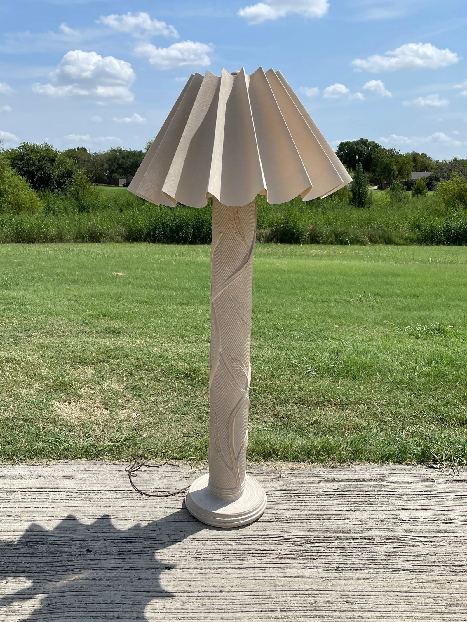 Signed Plaster Banana Leaf Floor Lamp - 5