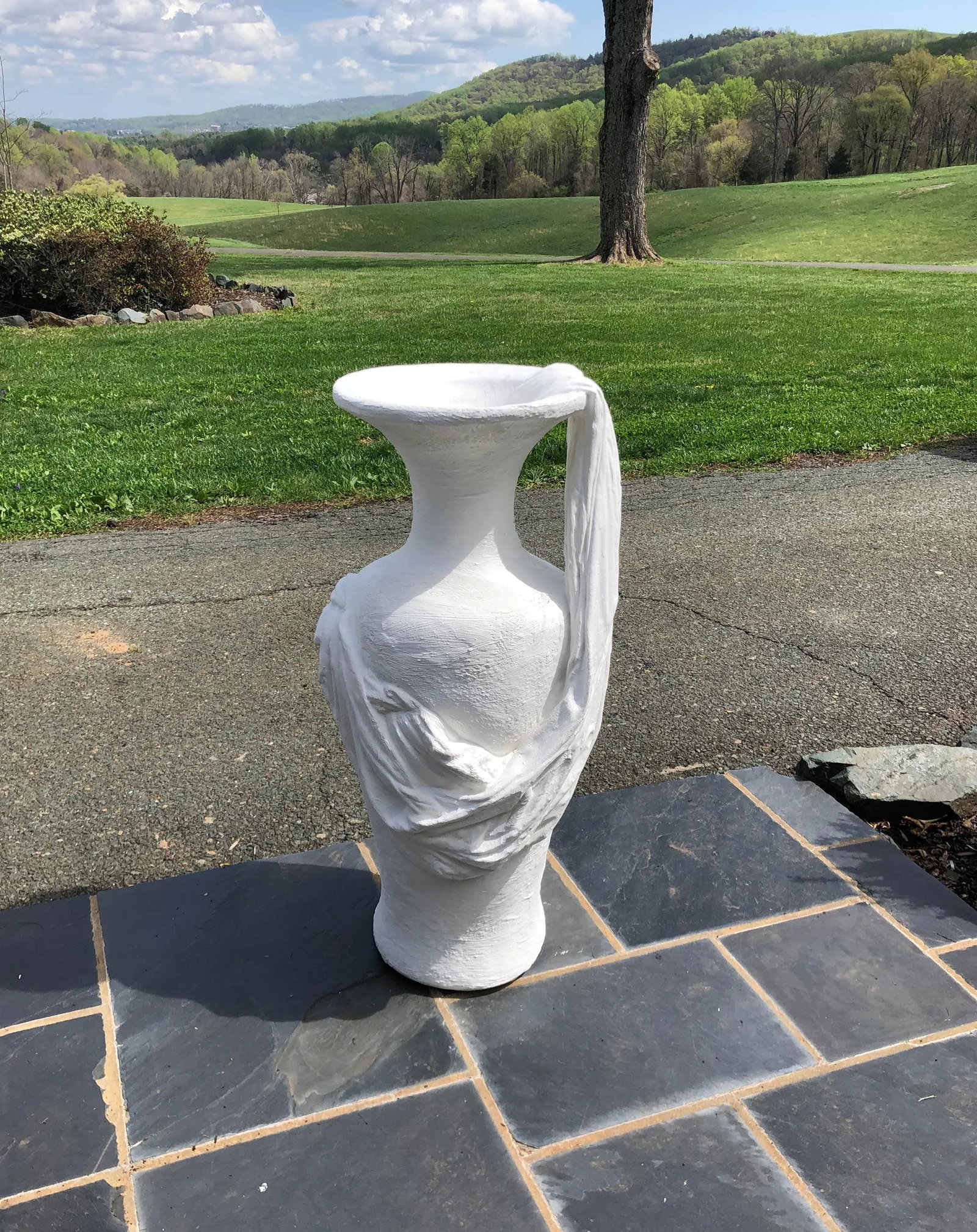 1980s Dickinson Style Postmodern Trompe l'Oeil Draped Plaster Urn - 10