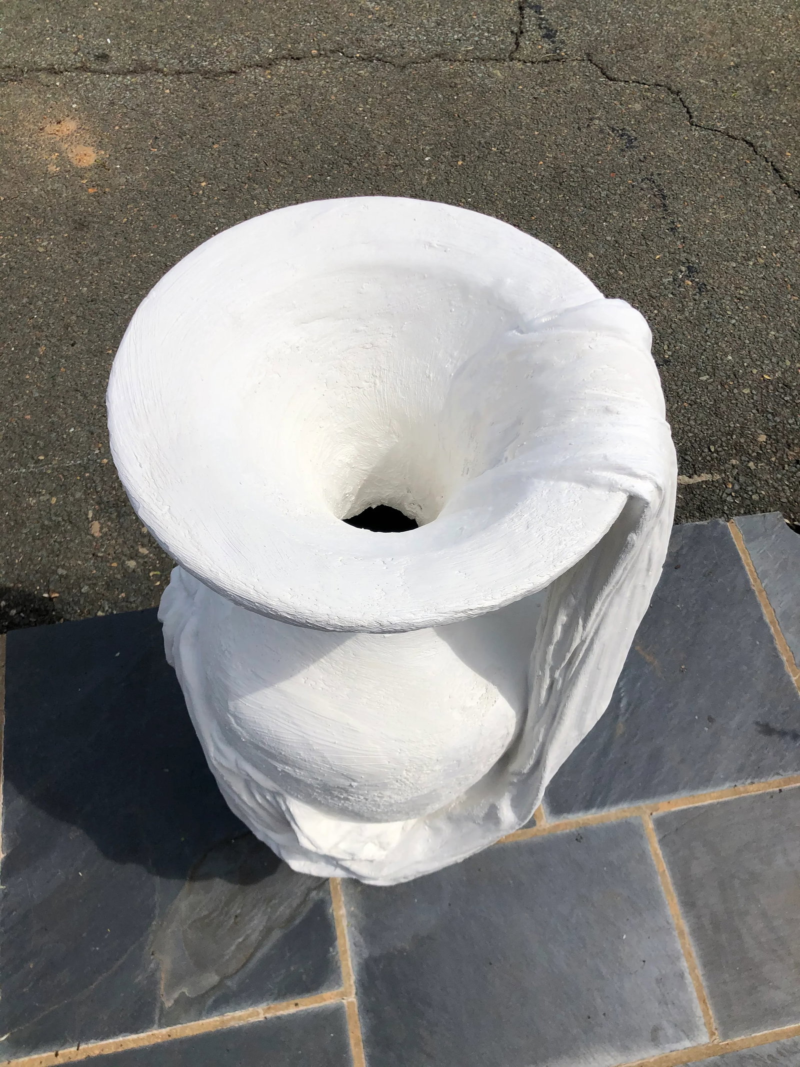 1980s Dickinson Style Postmodern Trompe l'Oeil Draped Plaster Urn - 4