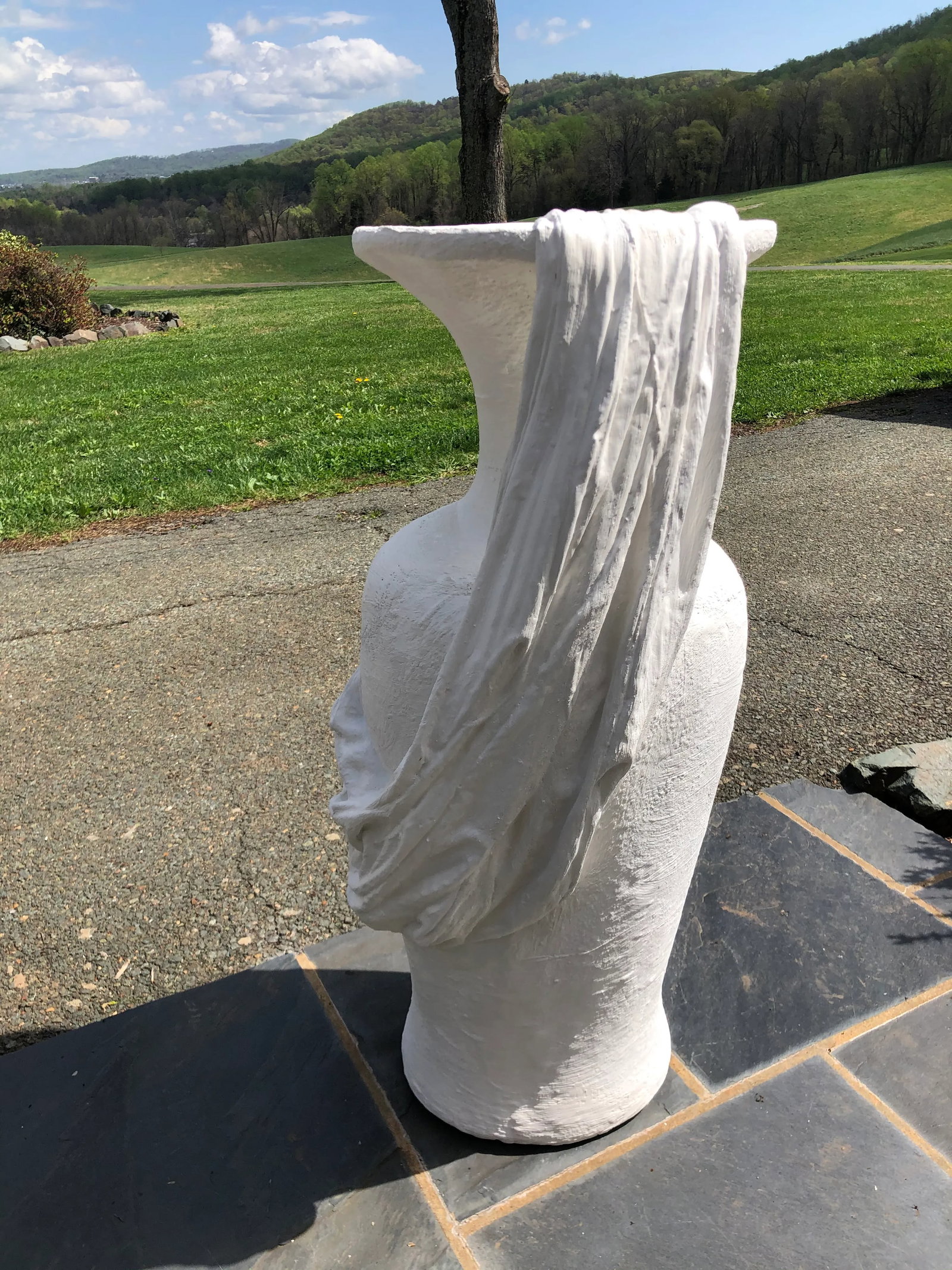 1980s Dickinson Style Postmodern Trompe l'Oeil Draped Plaster Urn - 5