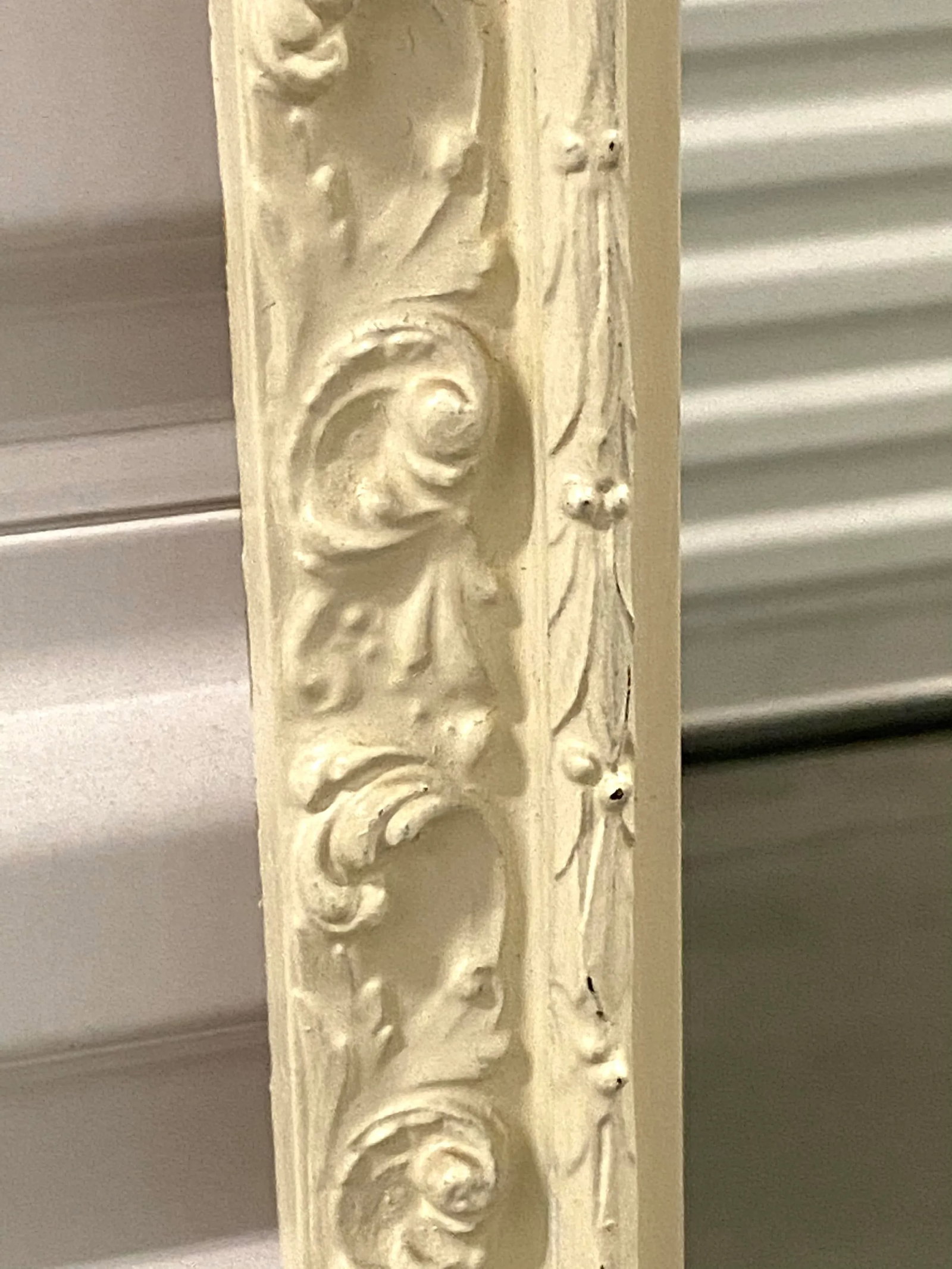 Antique White Carved Wood Wall Mirrors - a Pair - 2