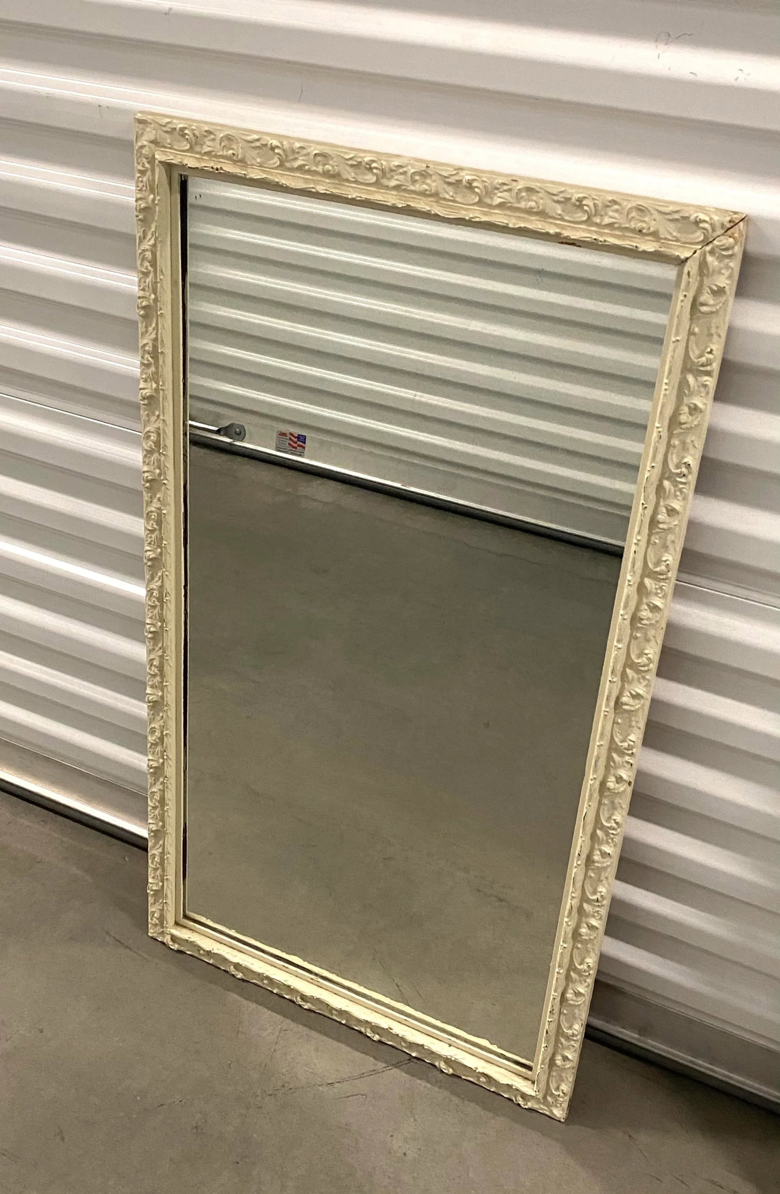 Antique White Carved Wood Wall Mirrors - a Pair - 3