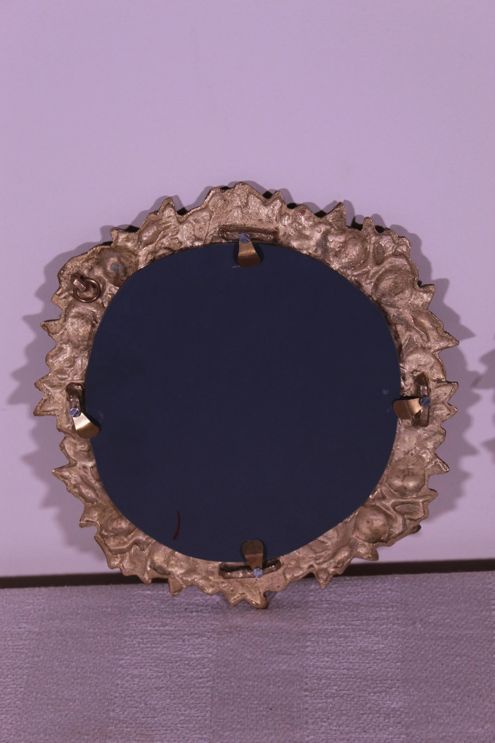 Early 20th Century Petite Beaux-Art Brass Wall Mirrors - a Pair - 11