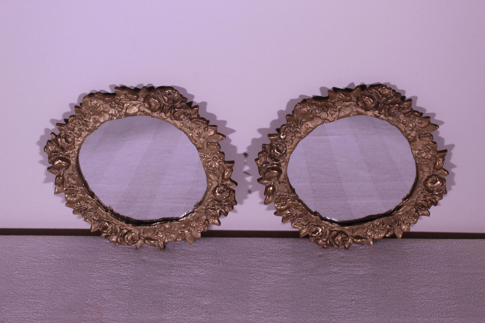 Early 20th Century Petite Beaux-Art Brass Wall Mirrors - a Pair - 13