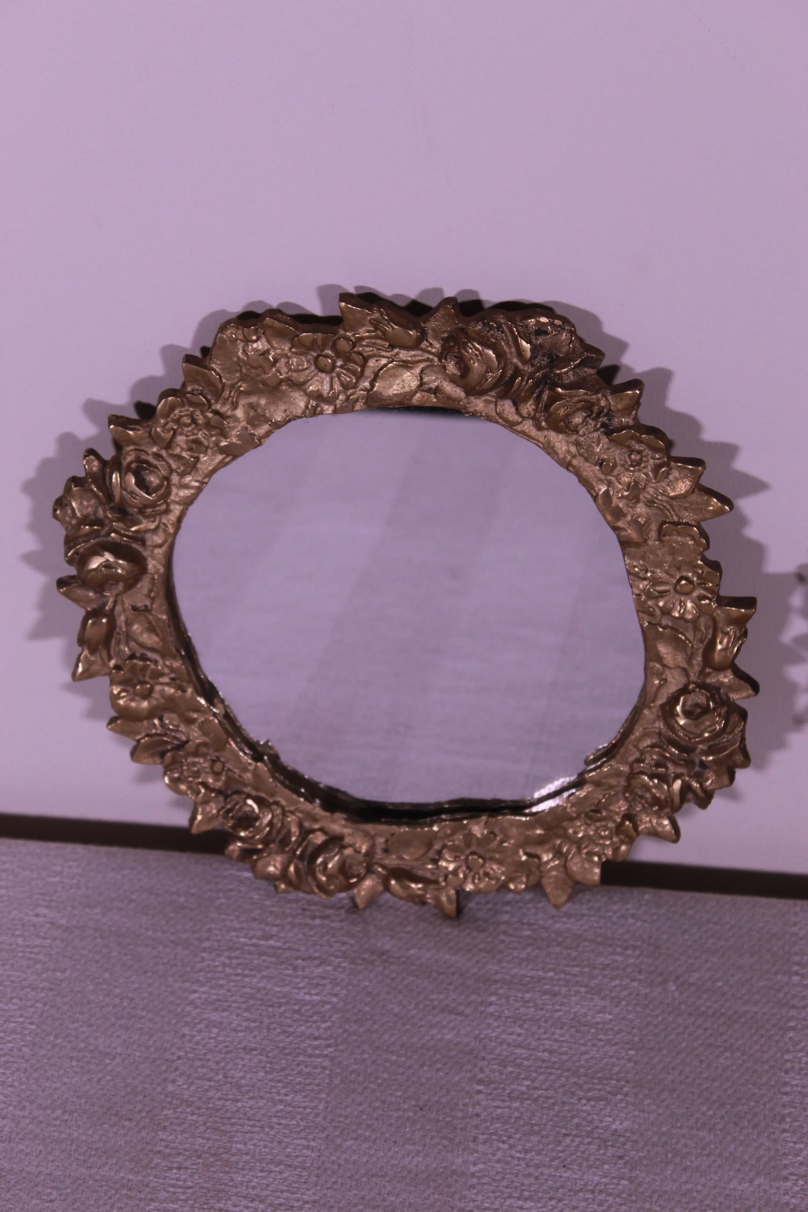 Early 20th Century Petite Beaux-Art Brass Wall Mirrors - a Pair - 3