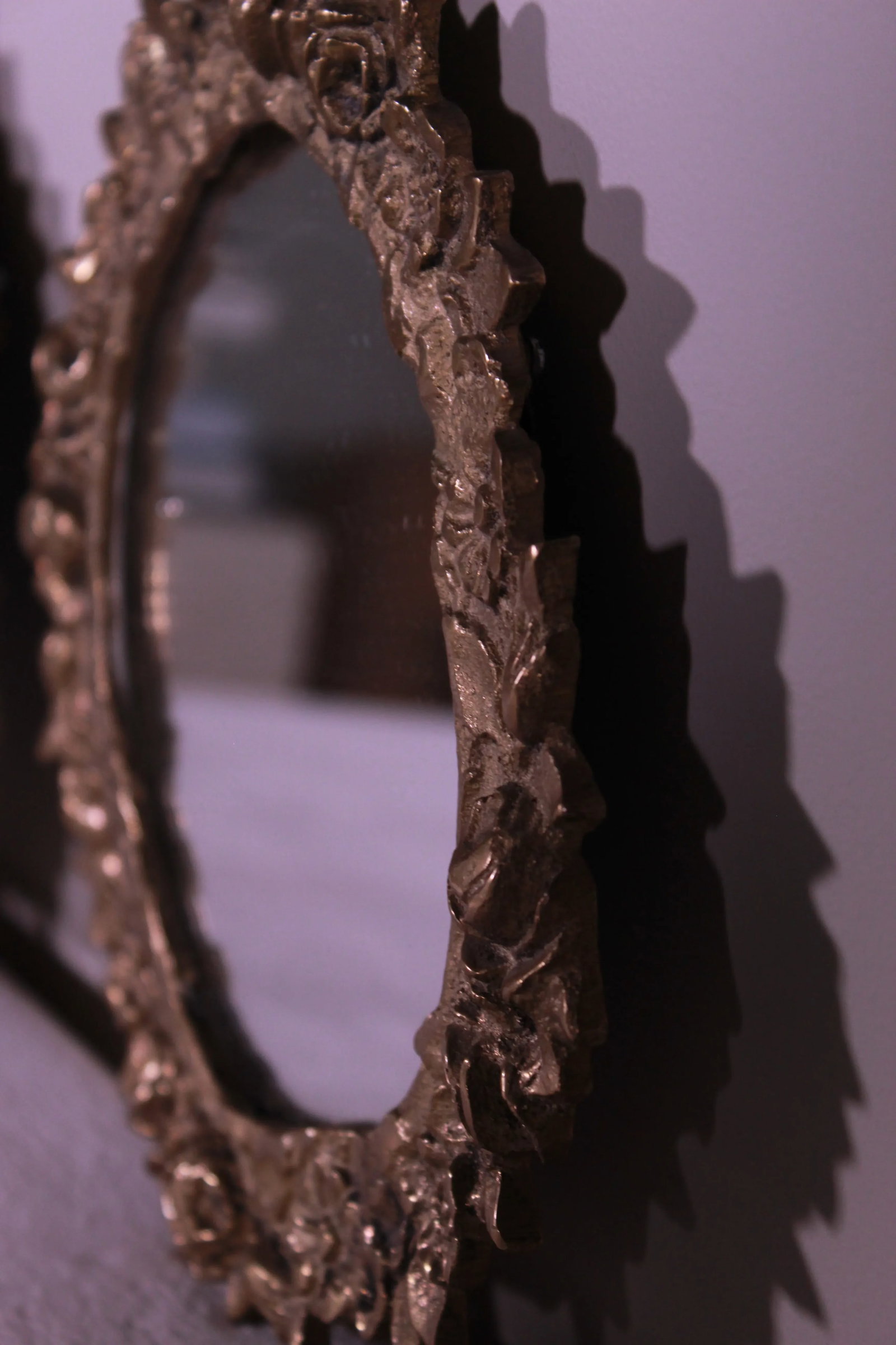 Early 20th Century Petite Beaux-Art Brass Wall Mirrors - a Pair - 4