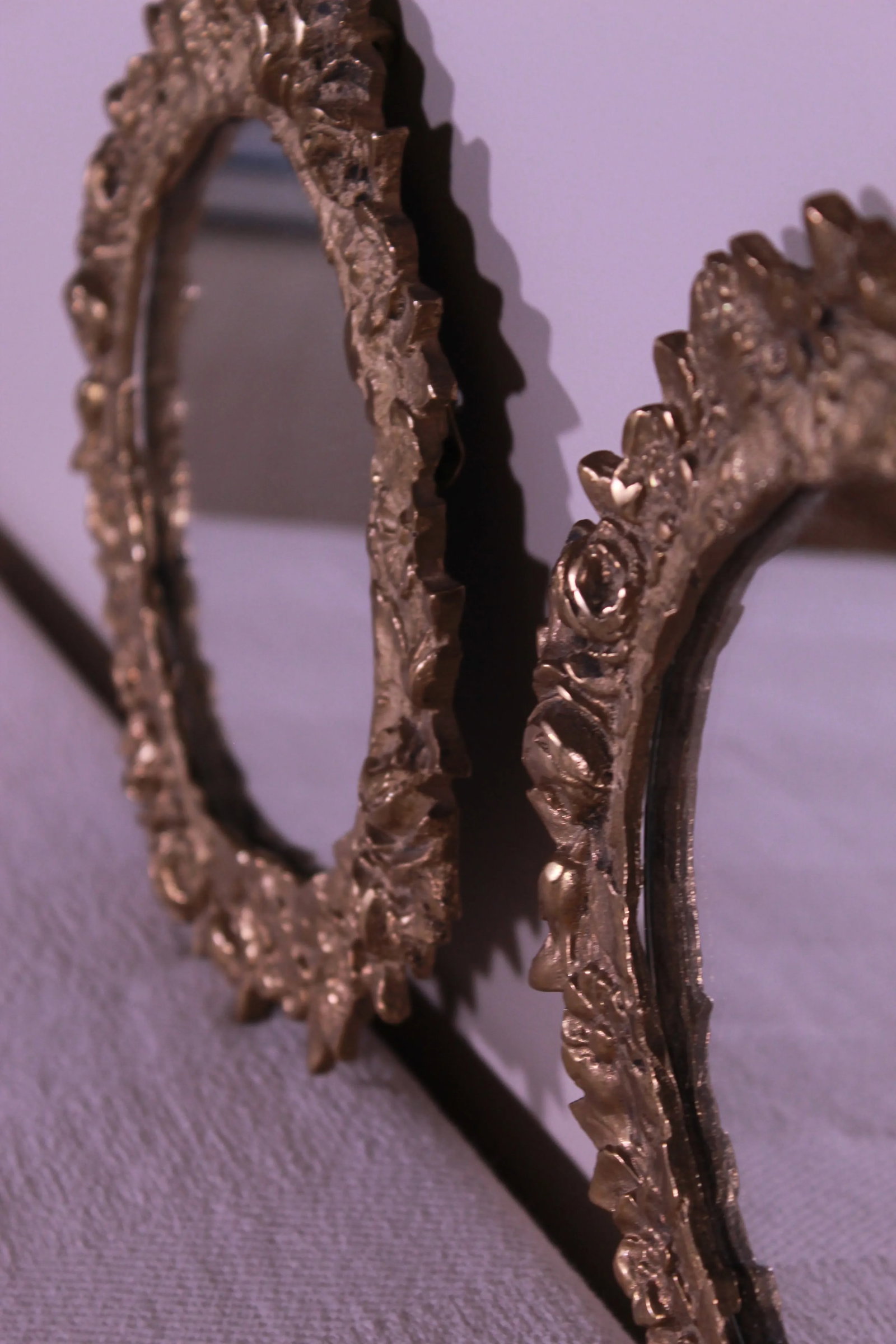 Early 20th Century Petite Beaux-Art Brass Wall Mirrors - a Pair - 6