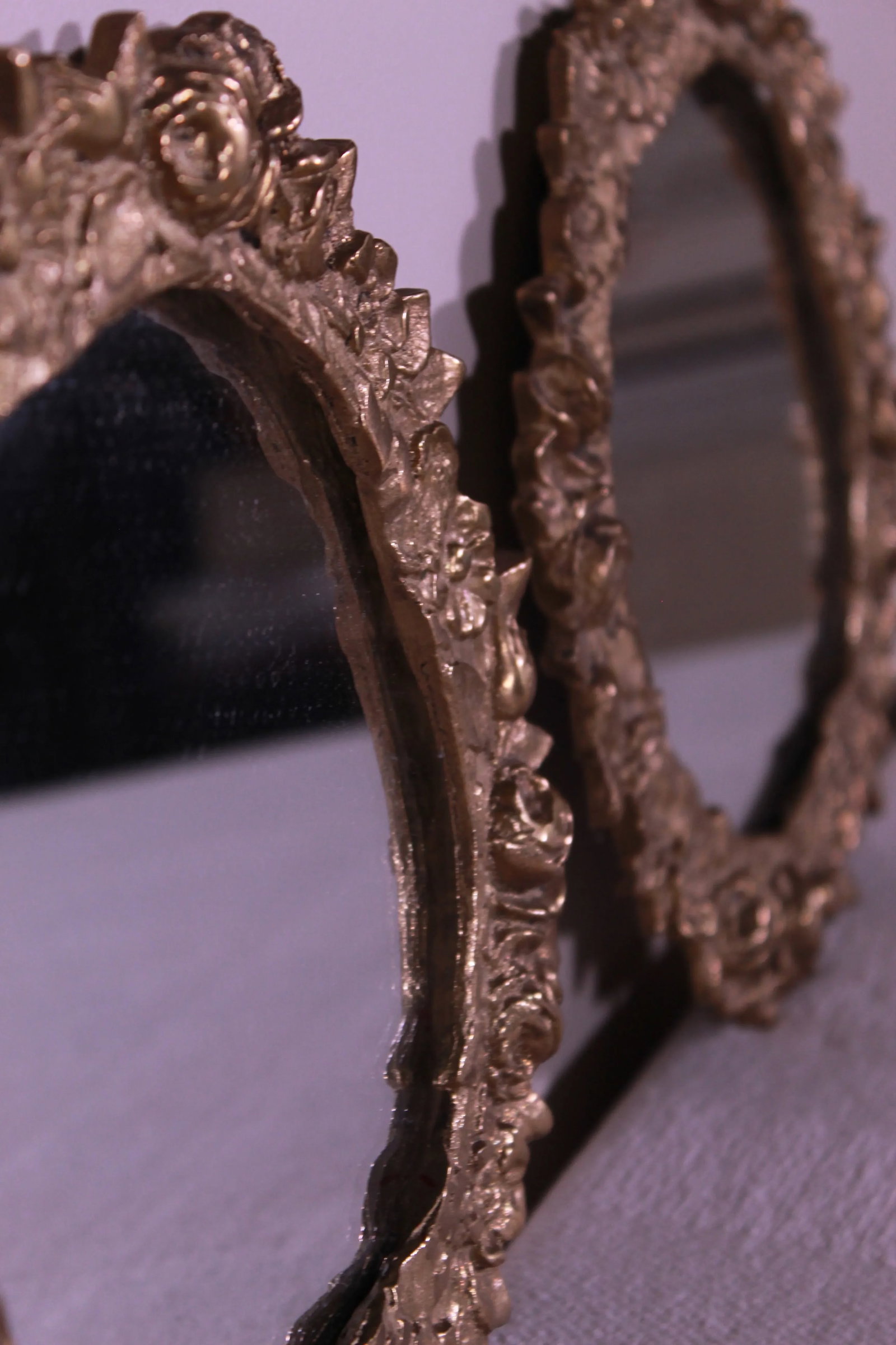Early 20th Century Petite Beaux-Art Brass Wall Mirrors - a Pair - 7
