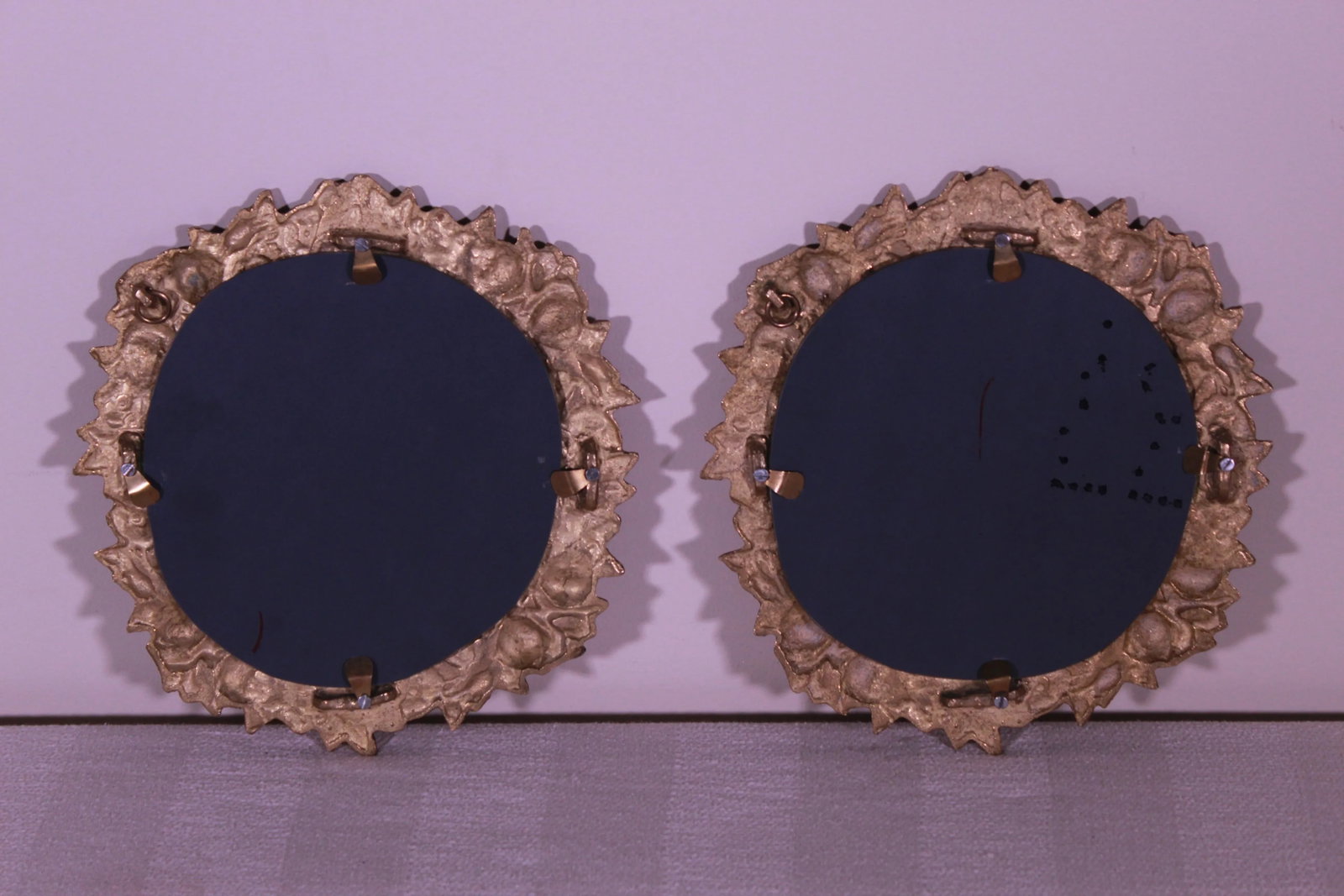 Early 20th Century Petite Beaux-Art Brass Wall Mirrors - a Pair - 9