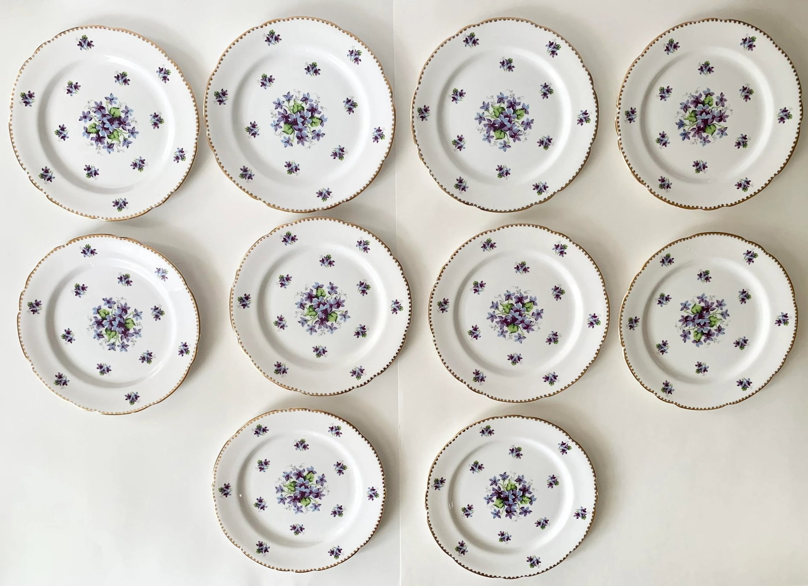 Royal Stafford Sweet Violets Gold Edge Salad Plates - Set of 10 - 7