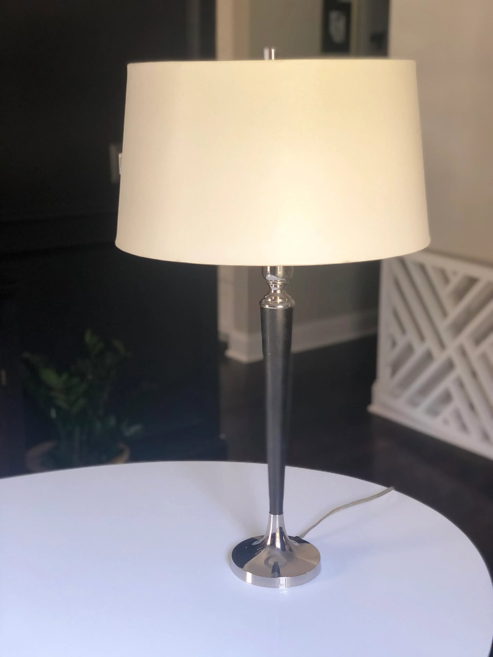 Tanner & Kenzie for Arteriors Home Silver-Plated Tulip Faux Shagreen Lamp - 8