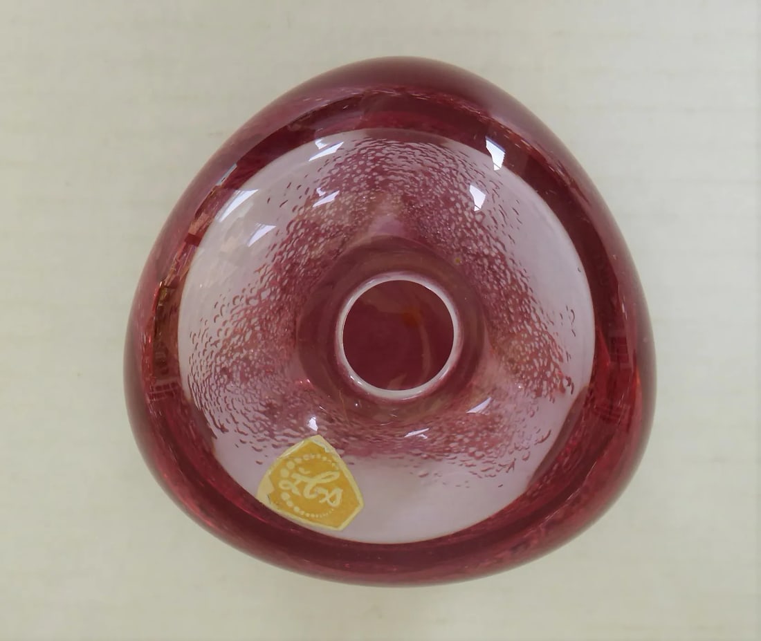 1970s Pink Colored Crystal Textured Bud Vase Zeleznobrodske Sklo Glassworks, Zbs Czechoslovakia - 4